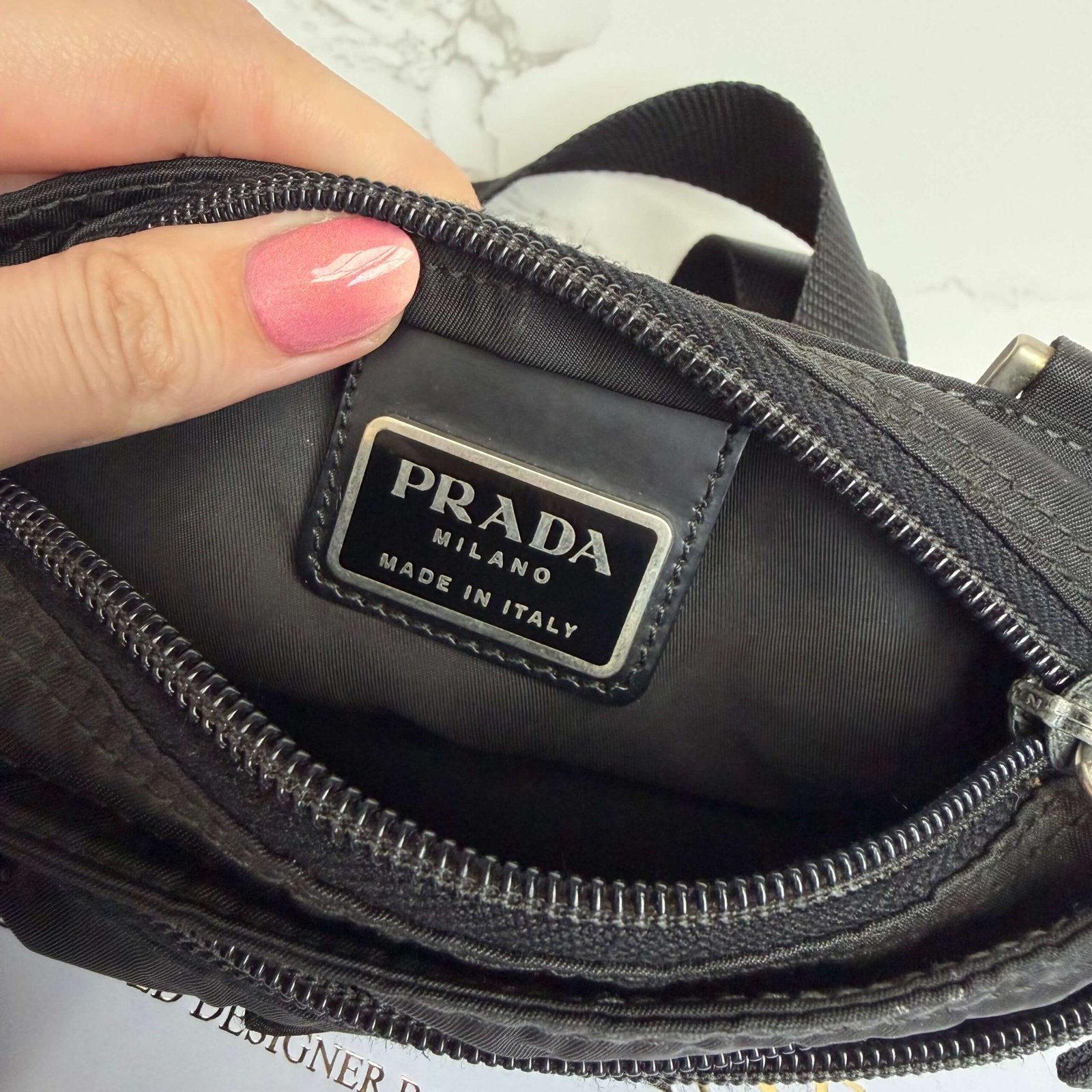 Interior Prada nylon mini shoulder bag black