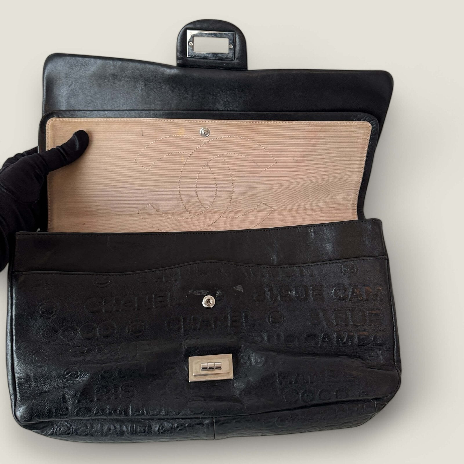 Inside of a pre-loved Chanel designer bag