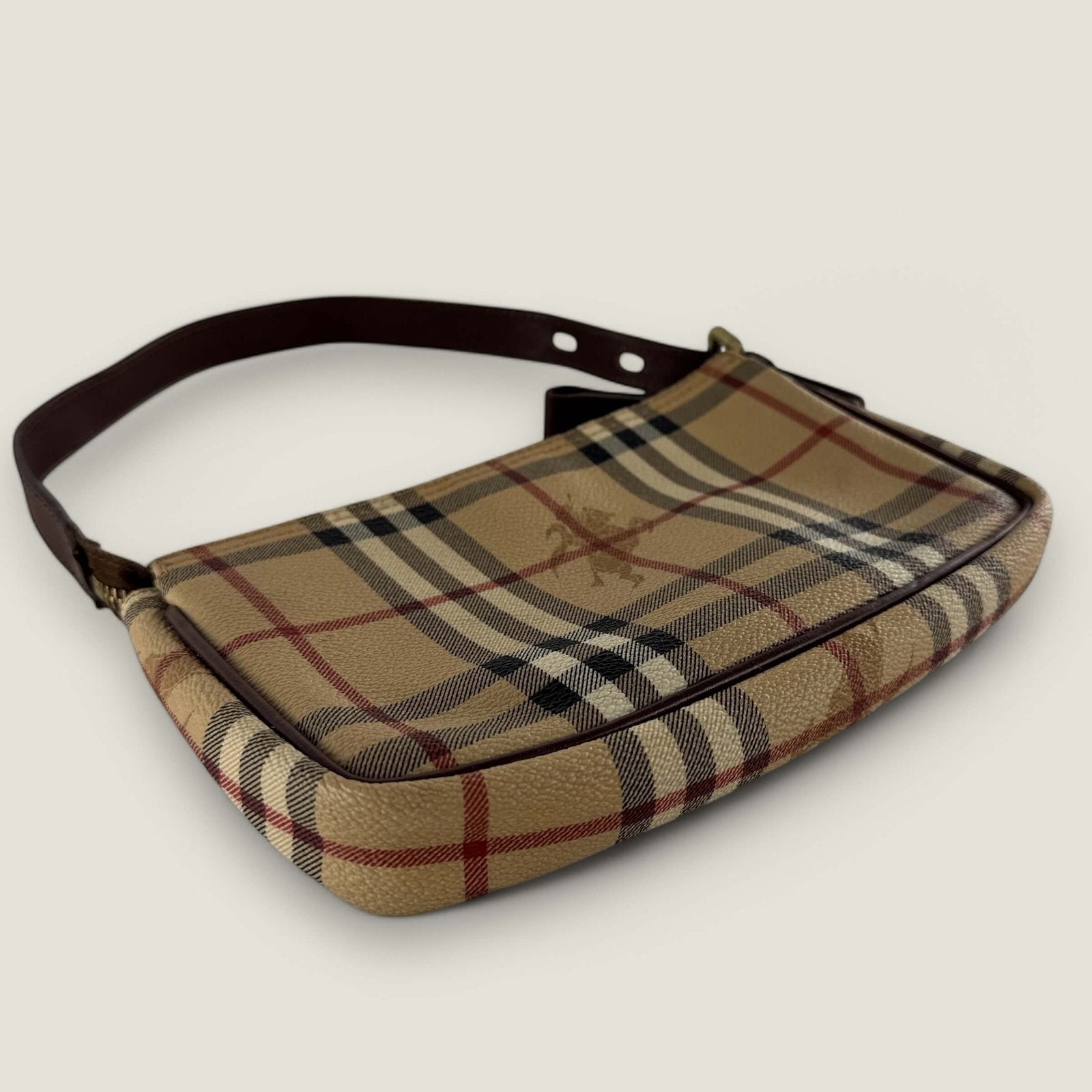 Burberry haymarket check pochette chocolate with wallet