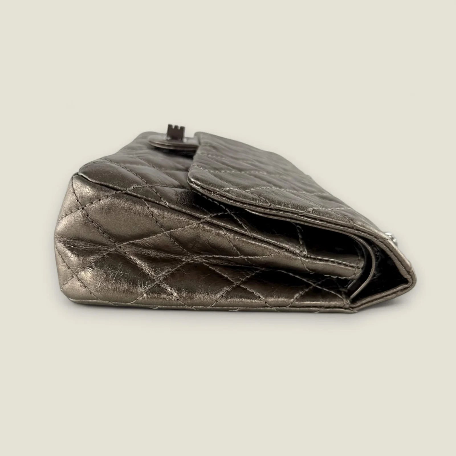 Chanel 2.55 metallic bronze pre-owned designer classic