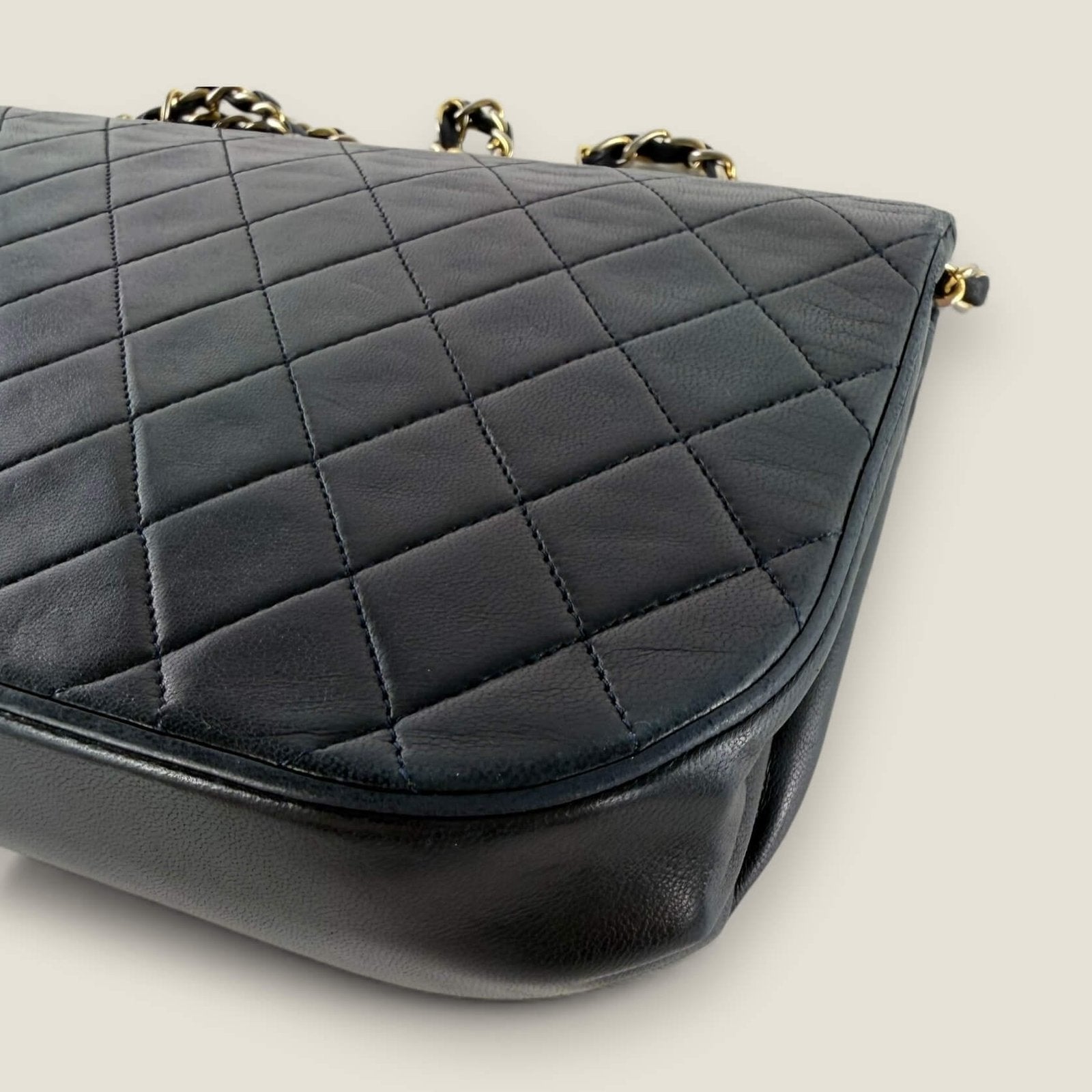 Chanel Double Flap Half Moon matelasse lambskin detail