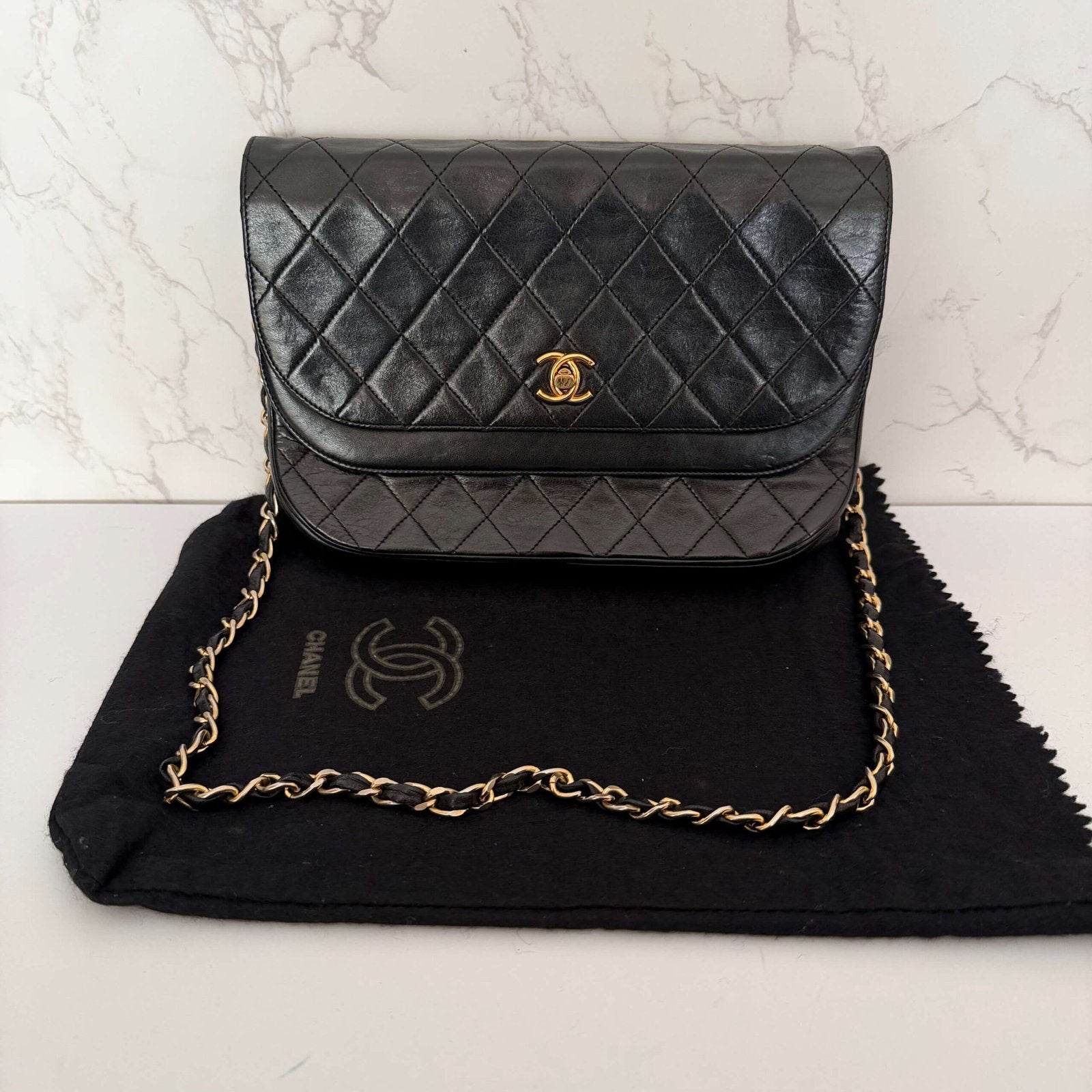 Chanel Double Flap goudkleurige ketting