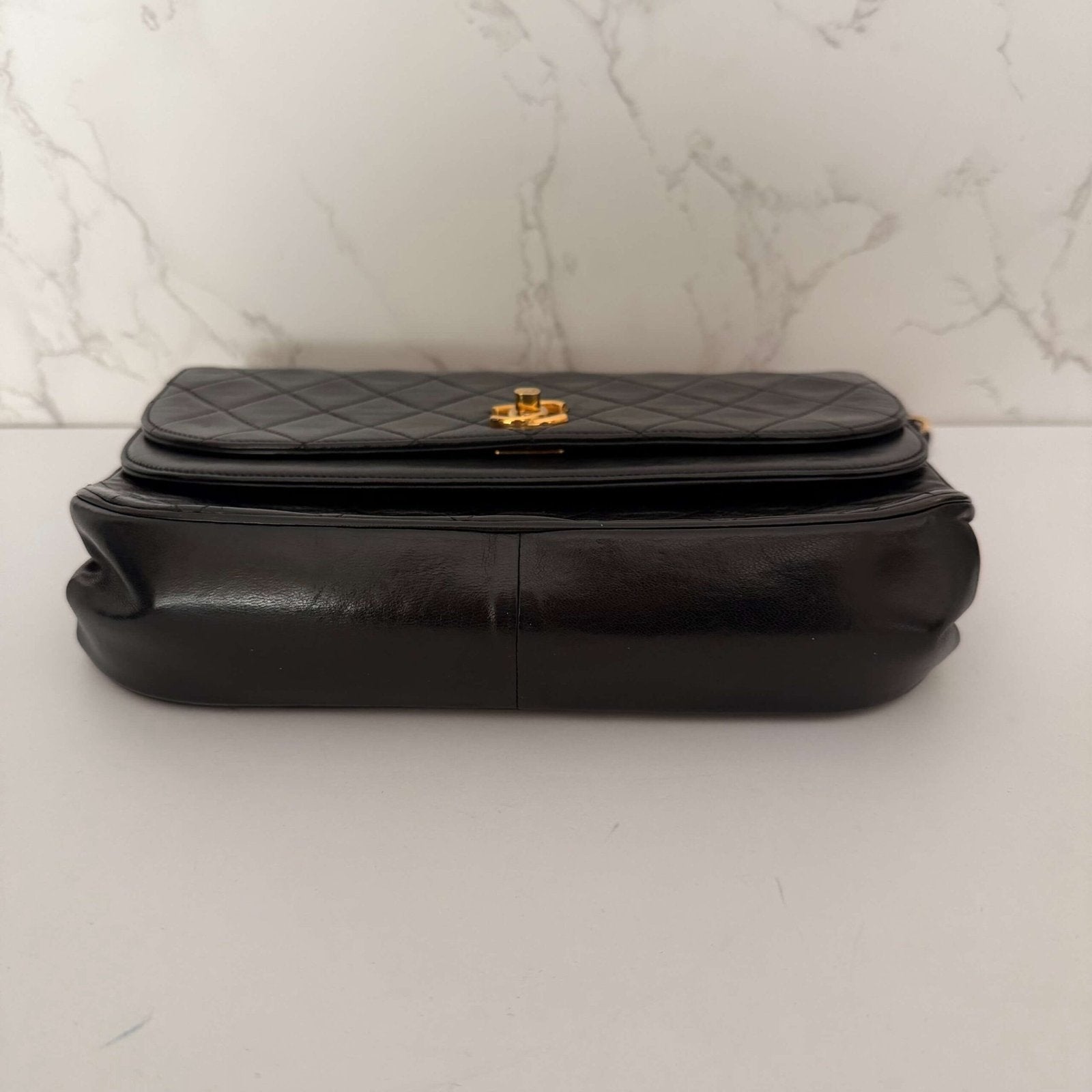 Chanel Double moon flap black bottom