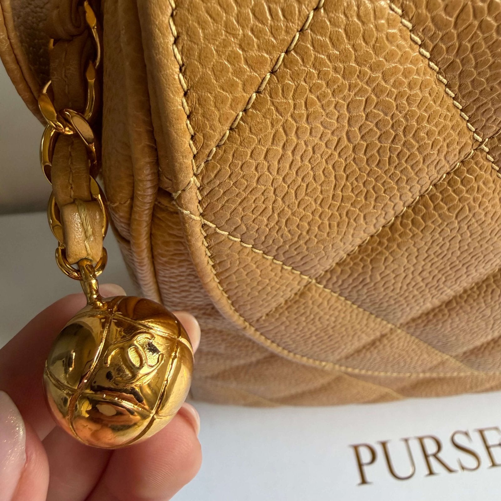 Chanel cc quilted camera bag caviar leather