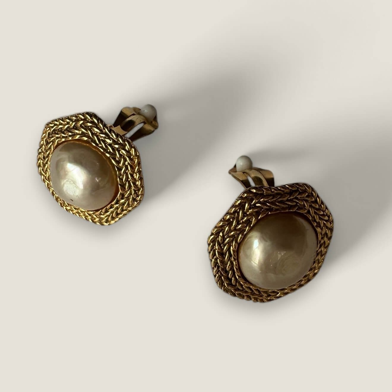 Chanel clip ons earrings vintage gold