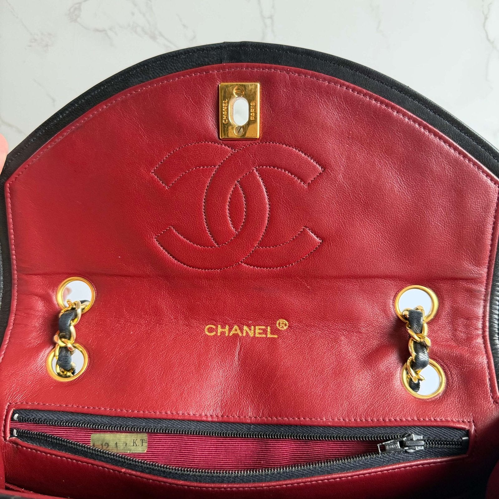 Chanel double chain flap bag black 1980s Chanel bag