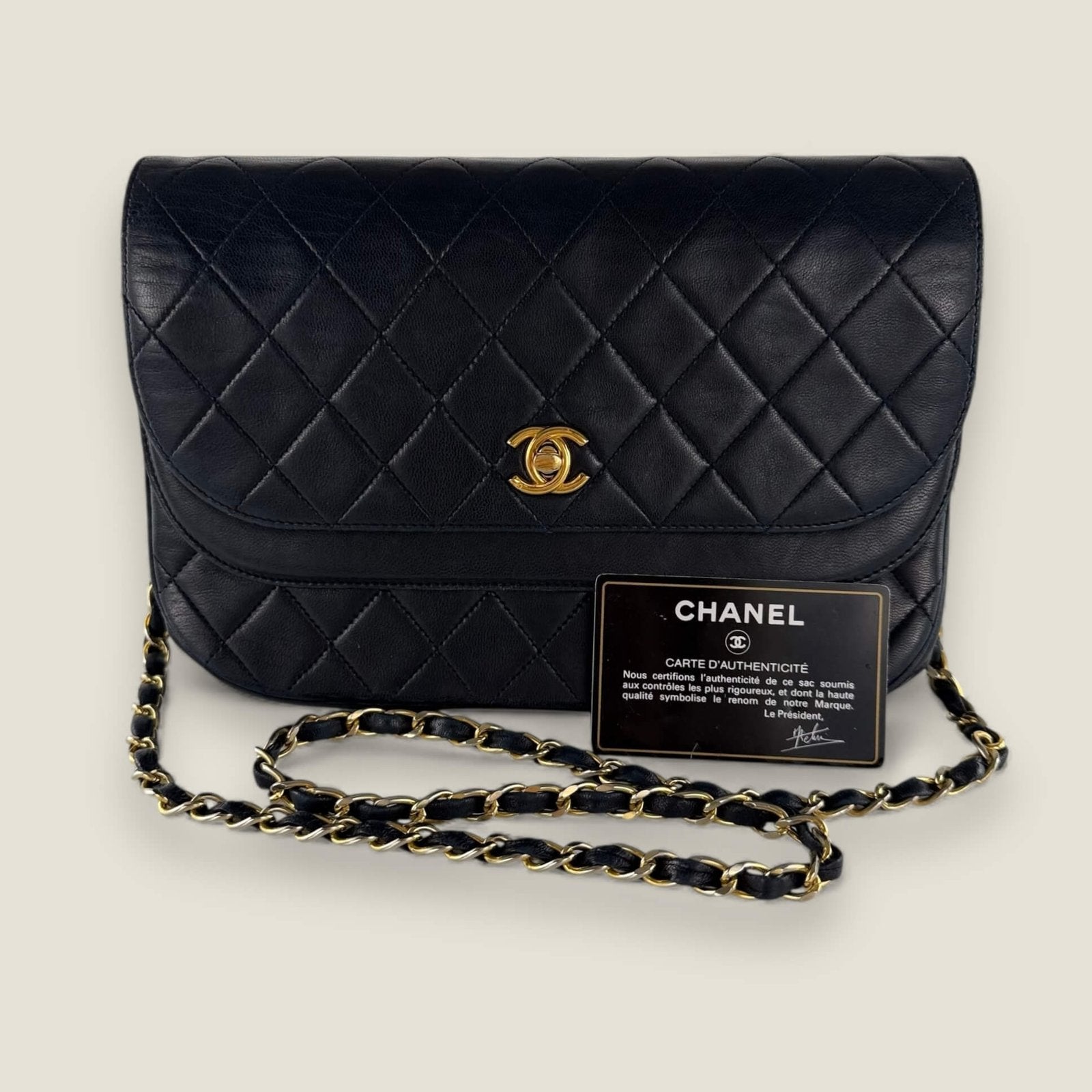 Chanel double flap half moon black - pre-owned