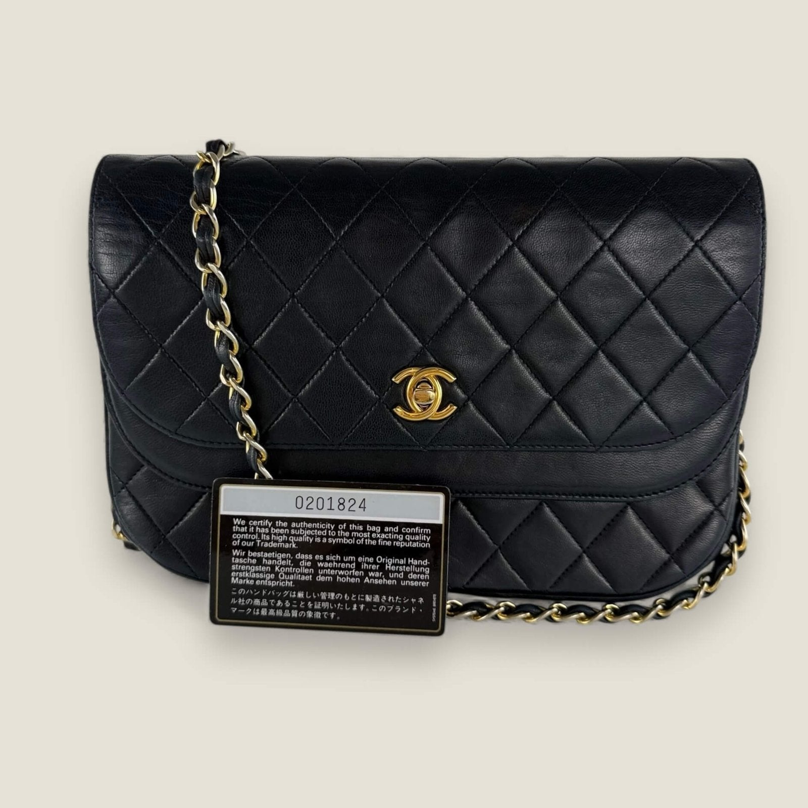 Chanel half moon flap black lambskin