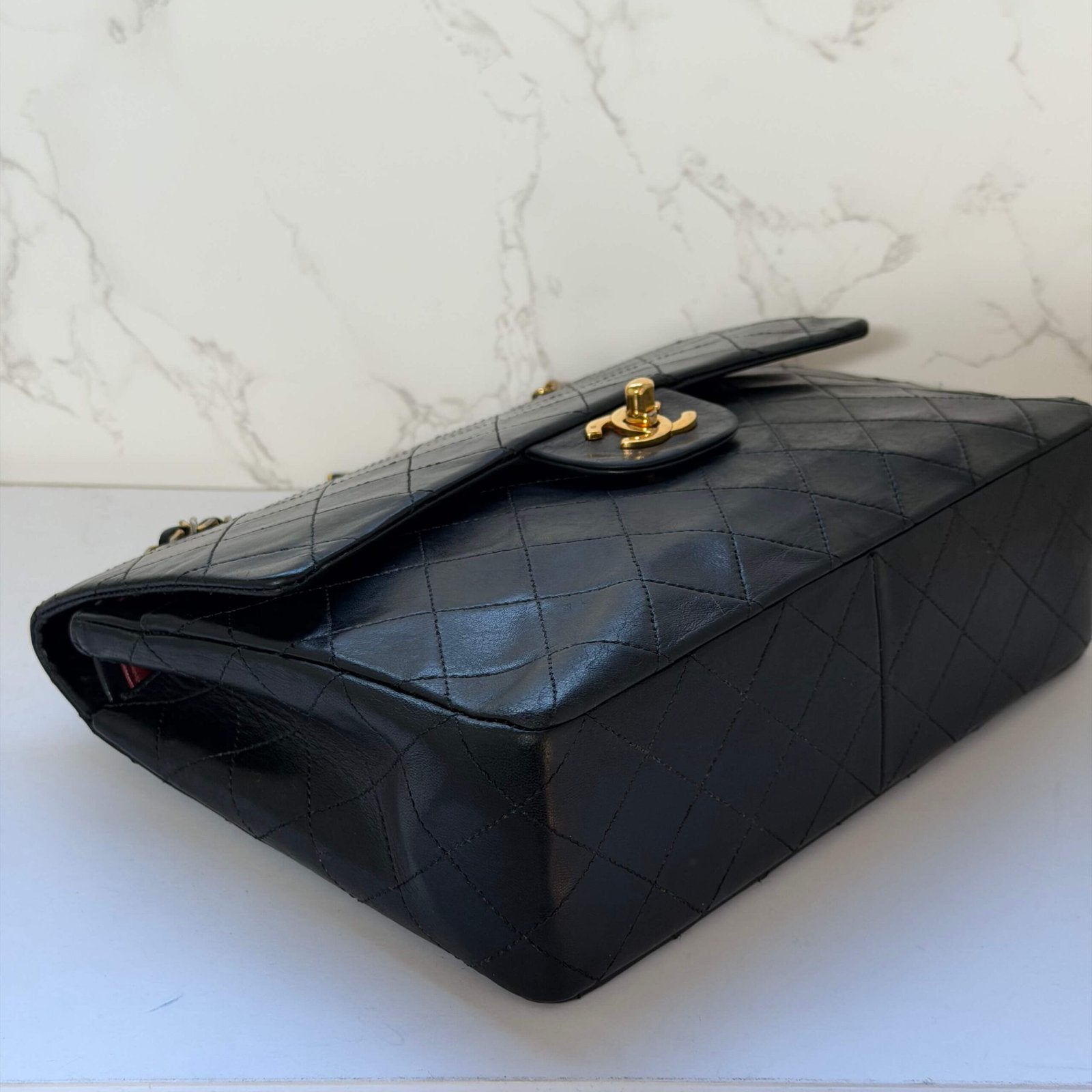 Chanel medium tall flap black lambskin