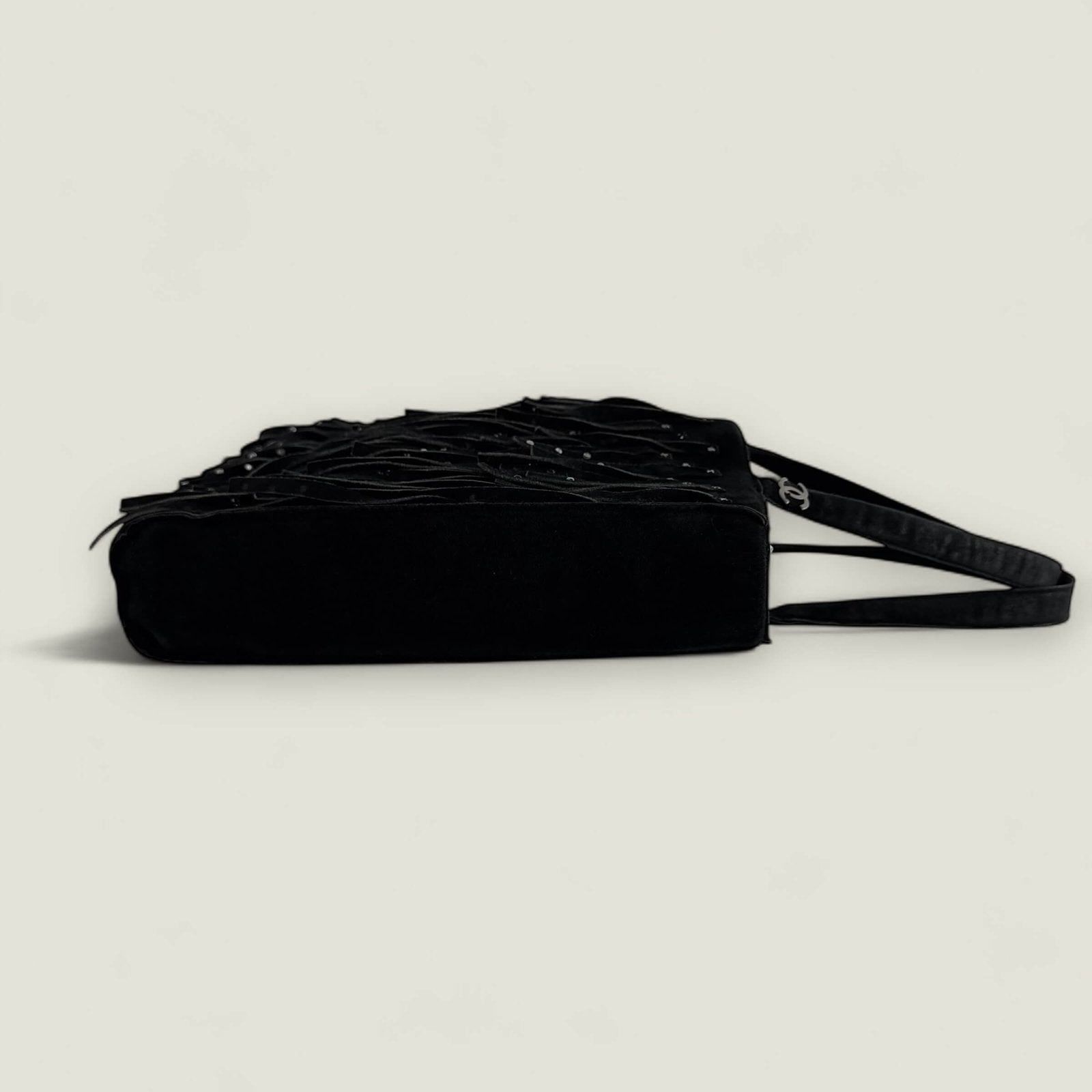 Chanel mini tote suede fringe and strass rhinestones
