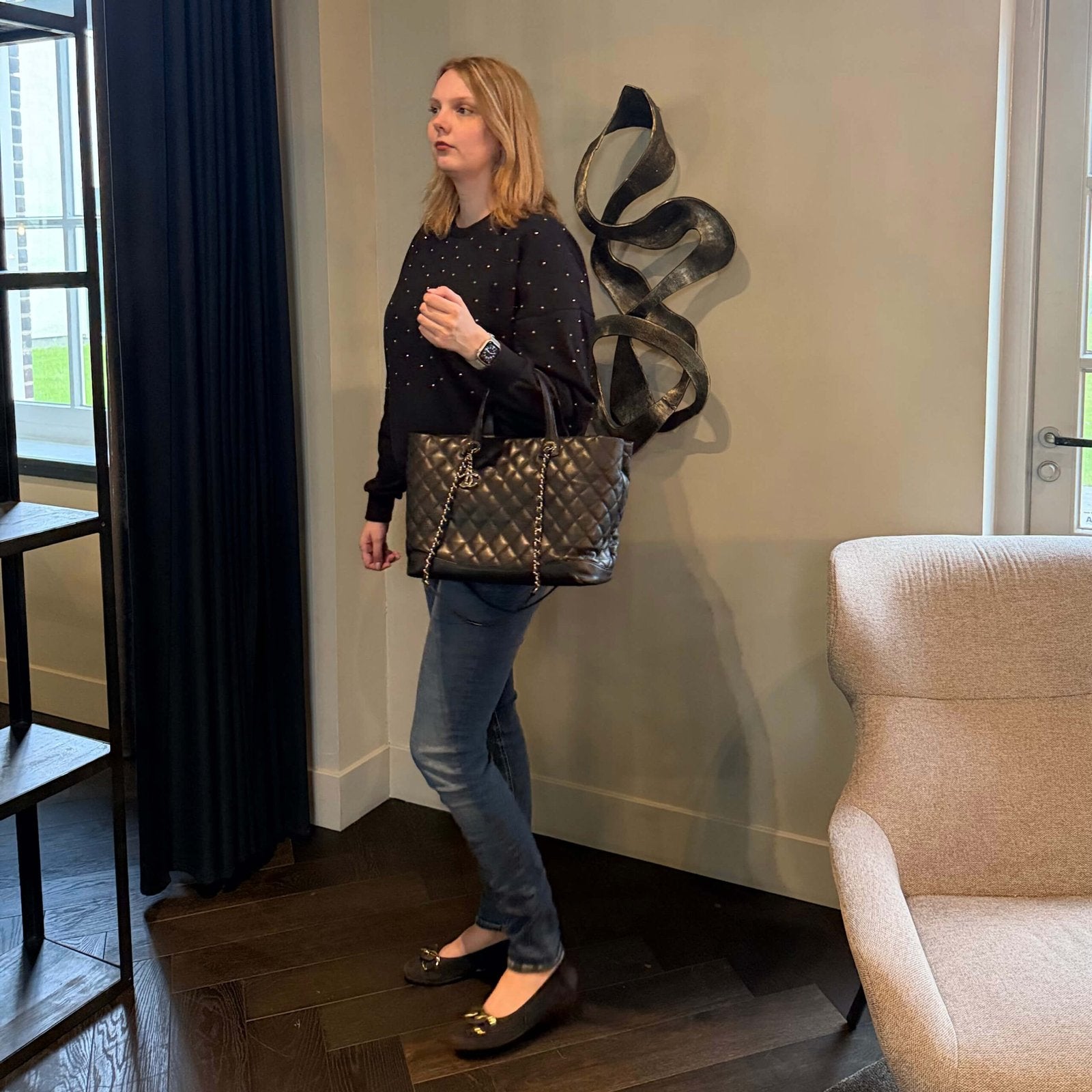 Large pre-owned Chanel shopping tote