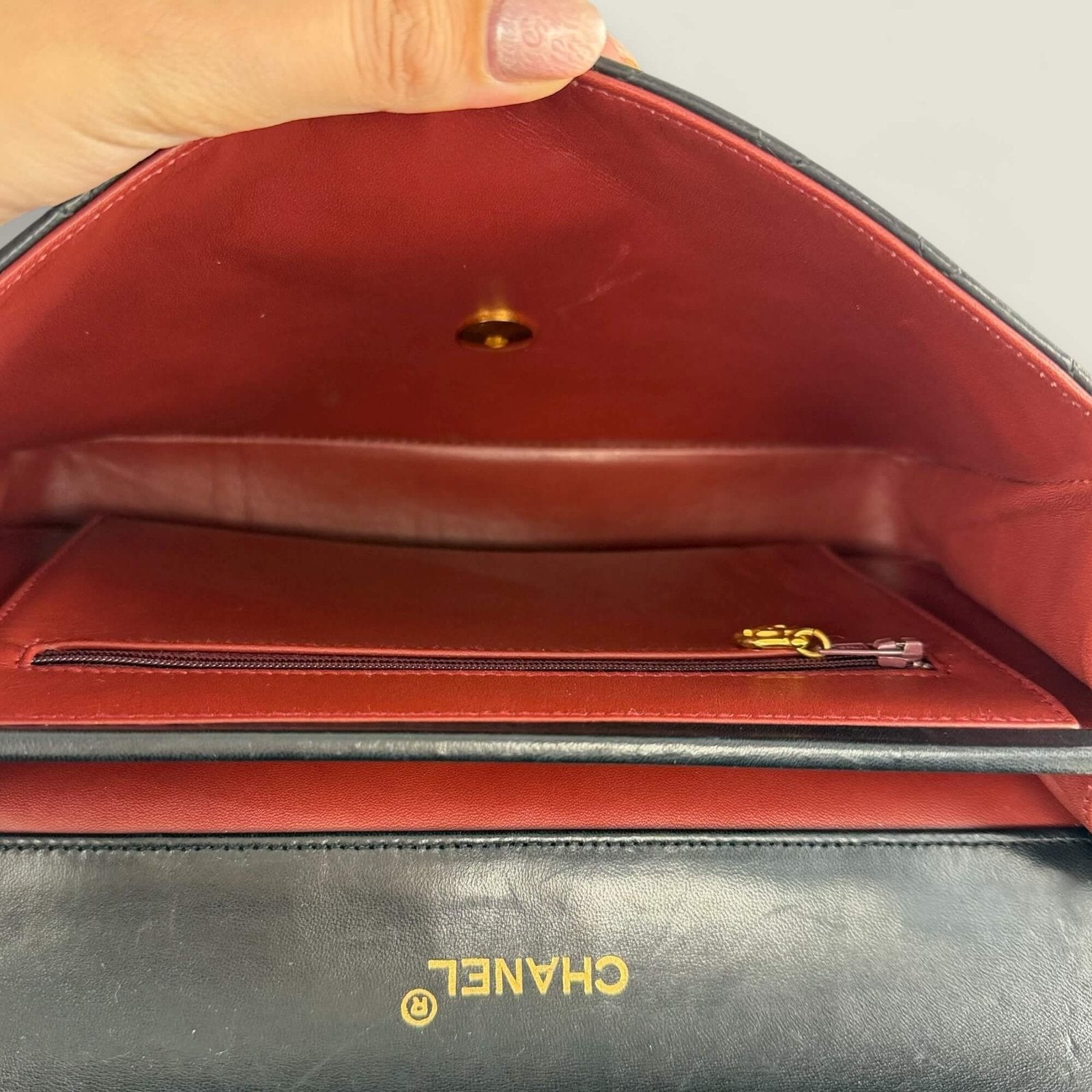 Chanel vintage matelasse single flap binnenkant
