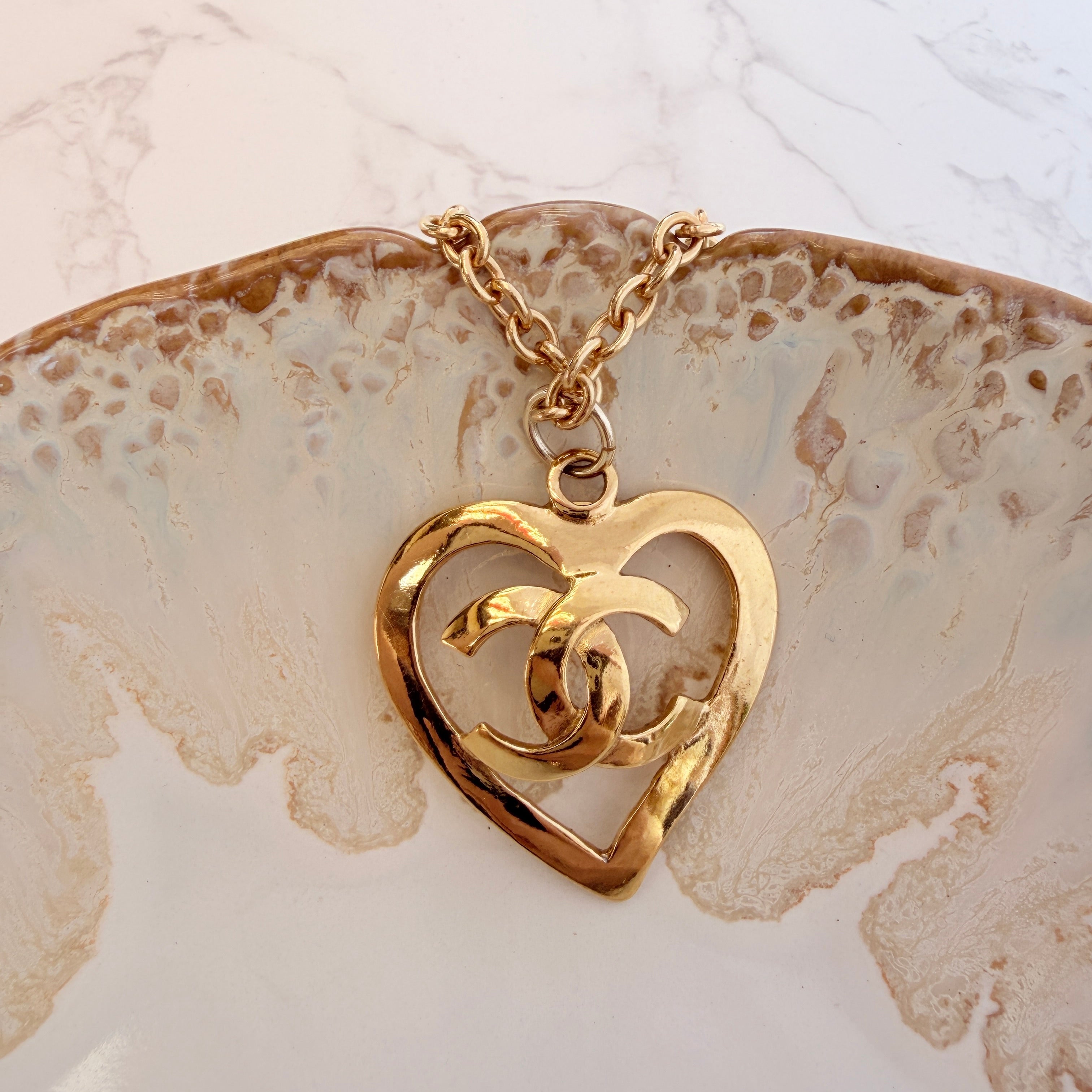 Chanel vintage CC hart ketting 1995 Barbie collectie 24k verguld pre-owned