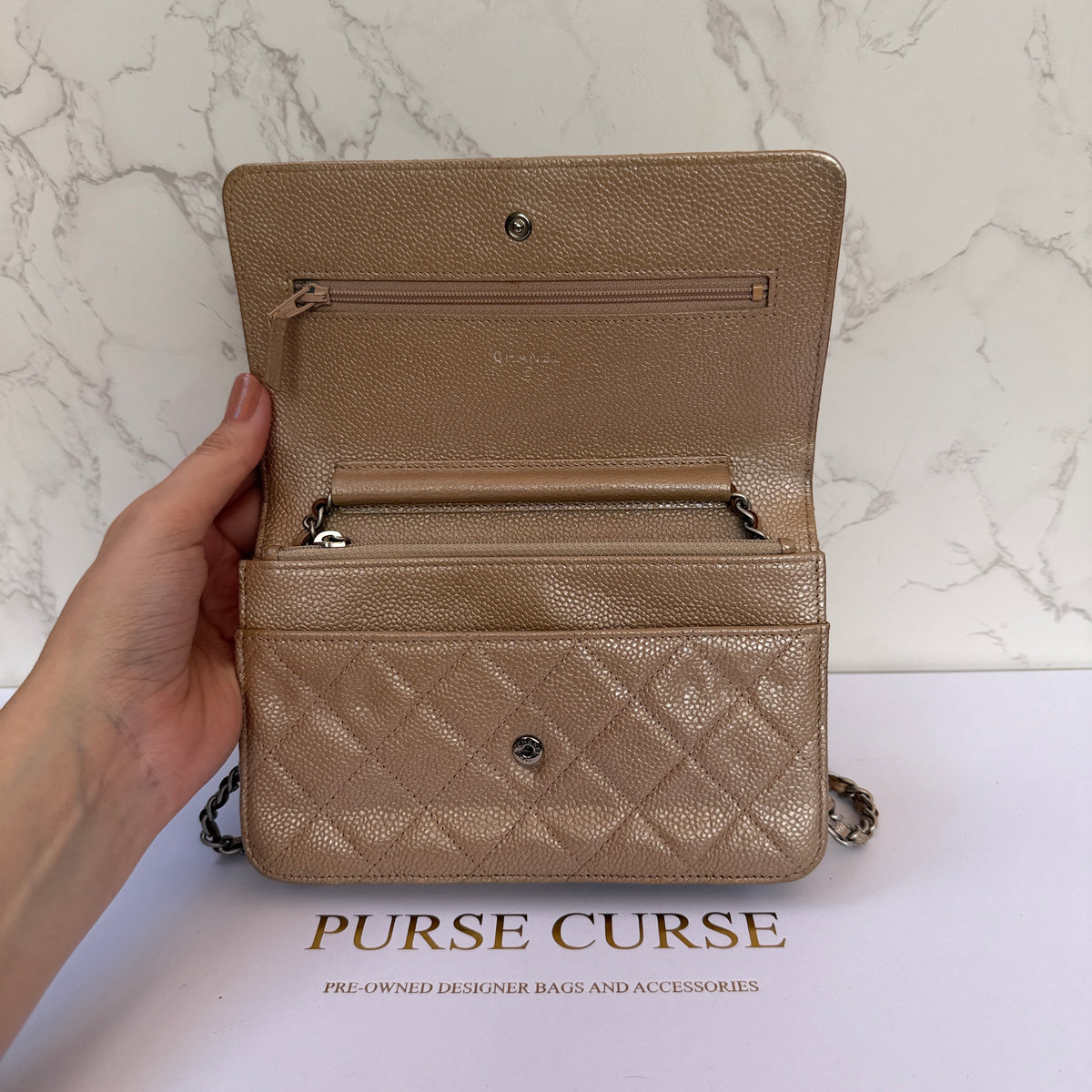 Chanel wallet on chain beige