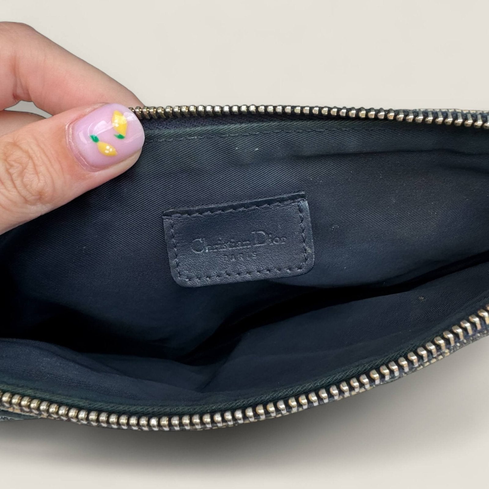 Dior Navy Monogram Saddle Pouch