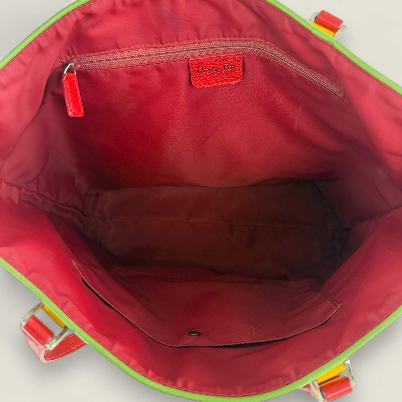 Dior Trotter tote bag red canvas interior