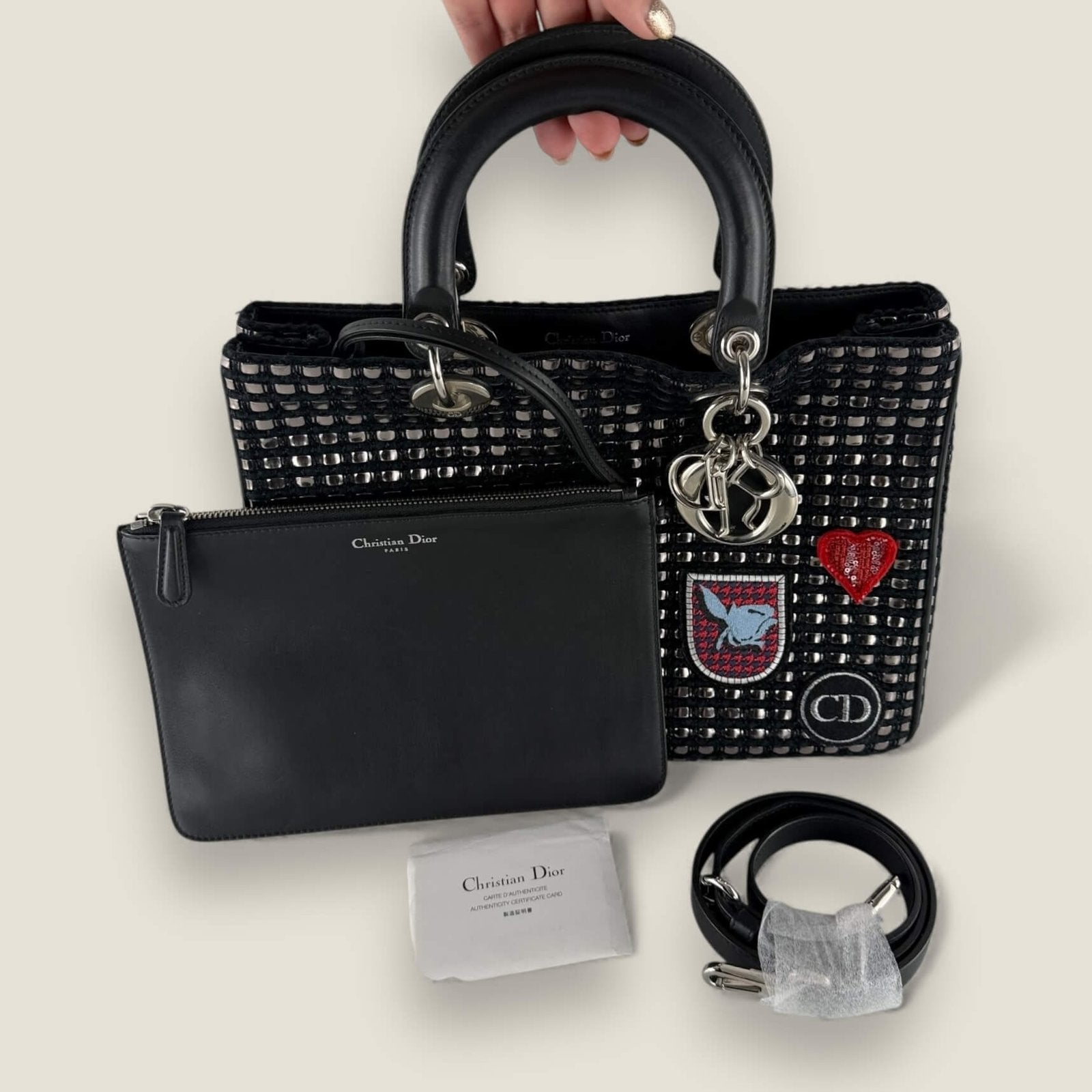 Dior medium metallic tweed patch Diorissimo satchel - pre-owned