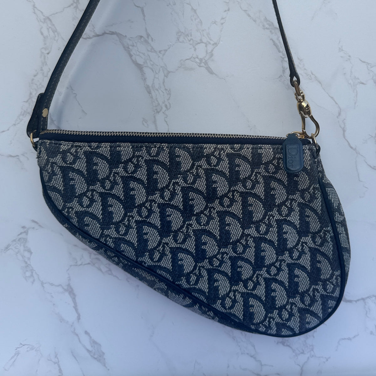 Dior Diorissimo saddle pochette donkerblauw -pre-owned