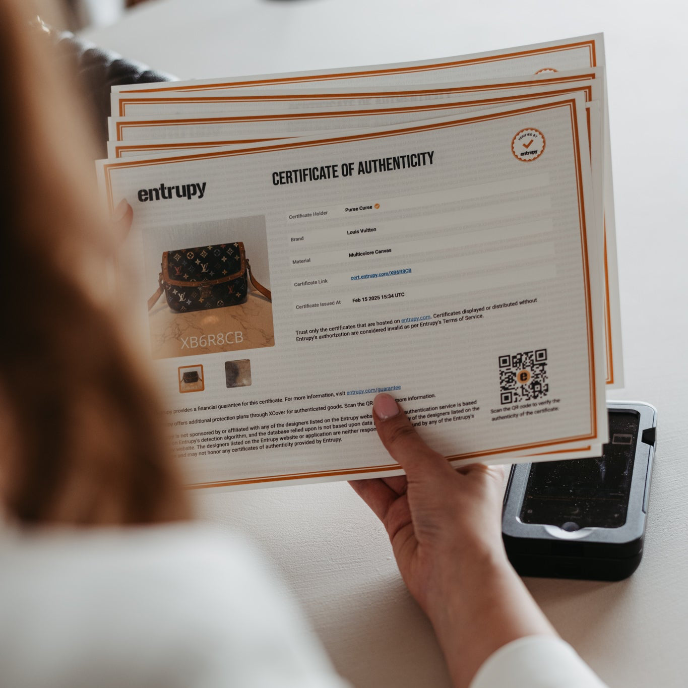 Entrupy authenticity certificates Purse Curse