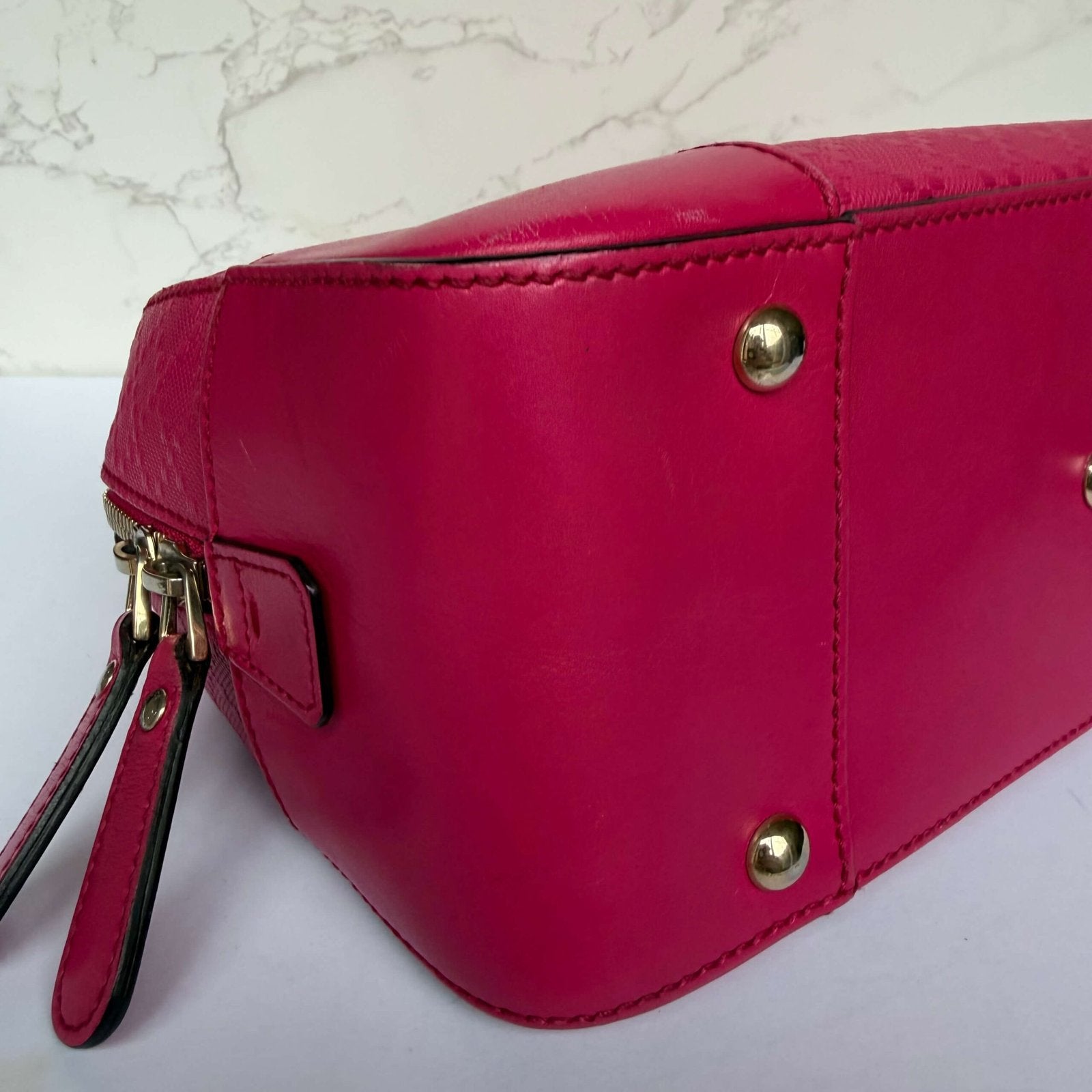 Gucci Diamanté Bright Leather Satchel pink leather texture