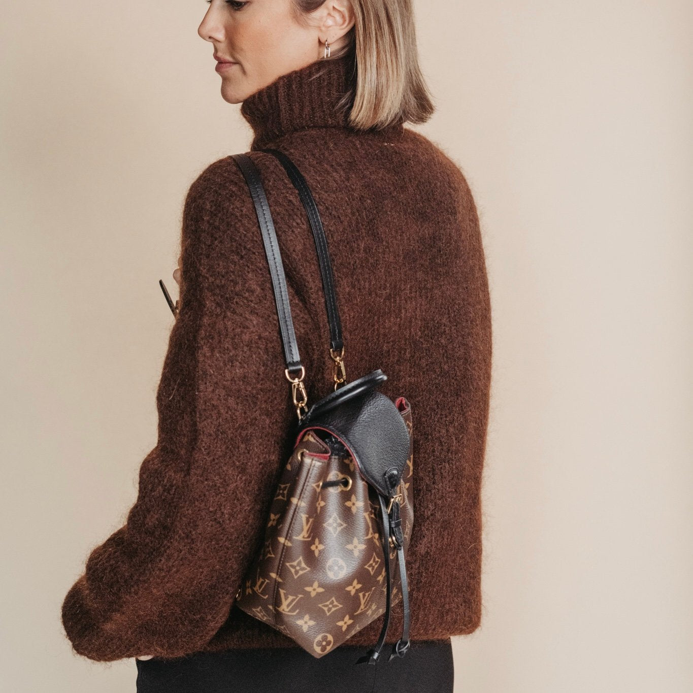 Louis Vuitton Montsouris BB monogram backpack worn