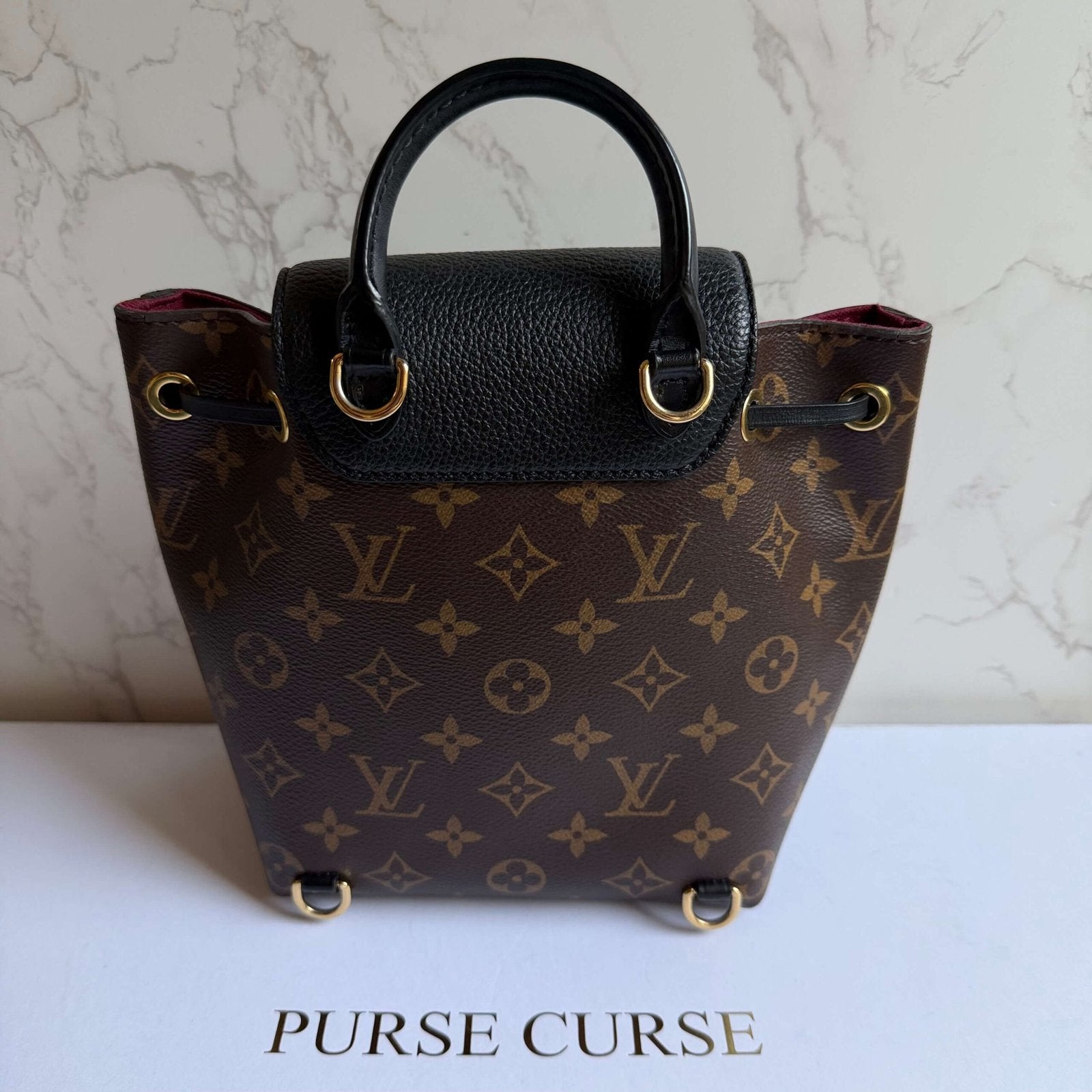Louis Vuitton Montsouris BB backpack black leather and monogram canvas