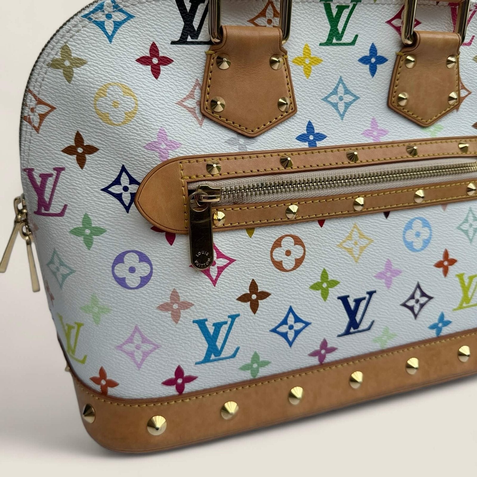 Louis Vuitton X Takashi Murakami Alma multicolor canvas wit preloved handtas