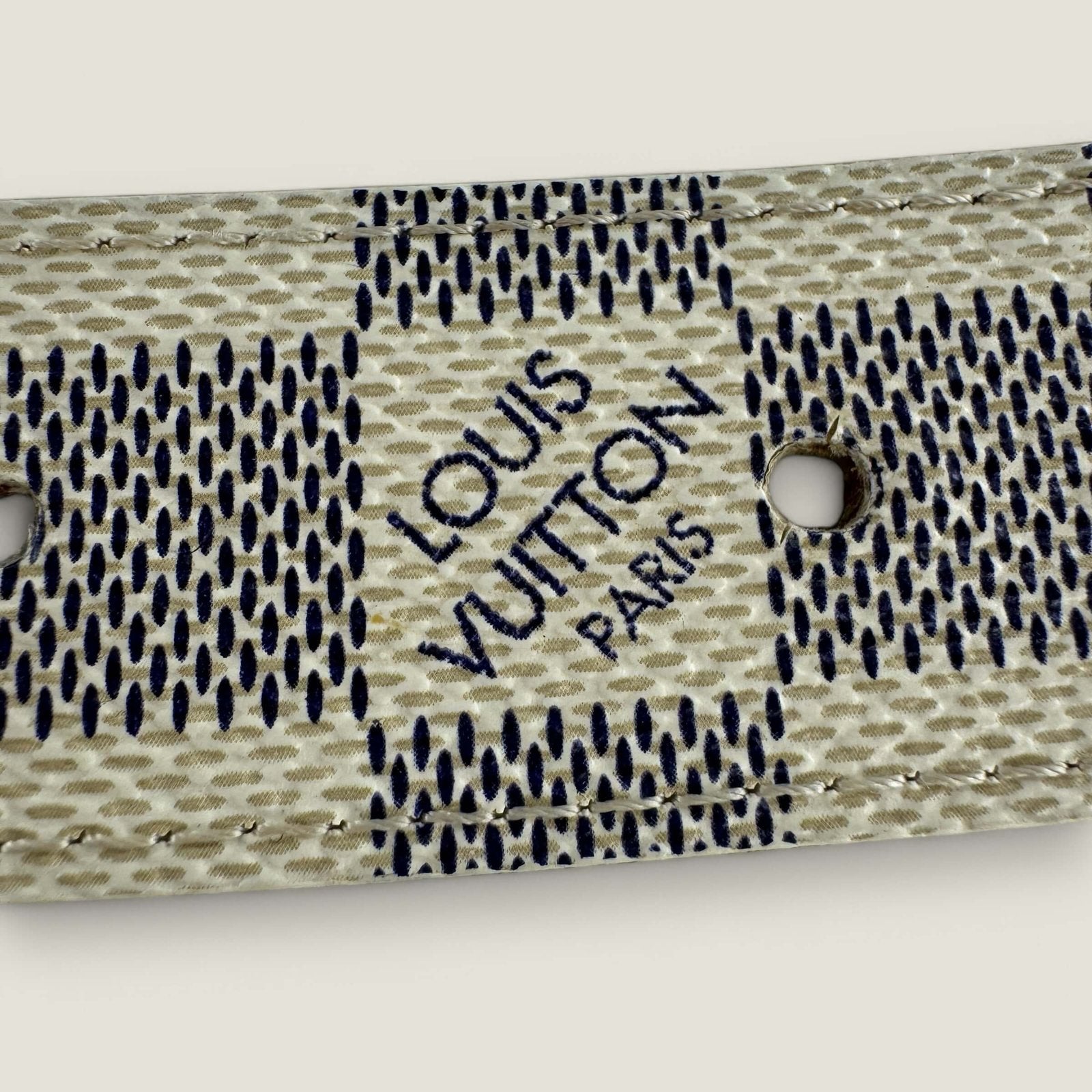 Louis Vuitton belt Damier Azur canvas paris
