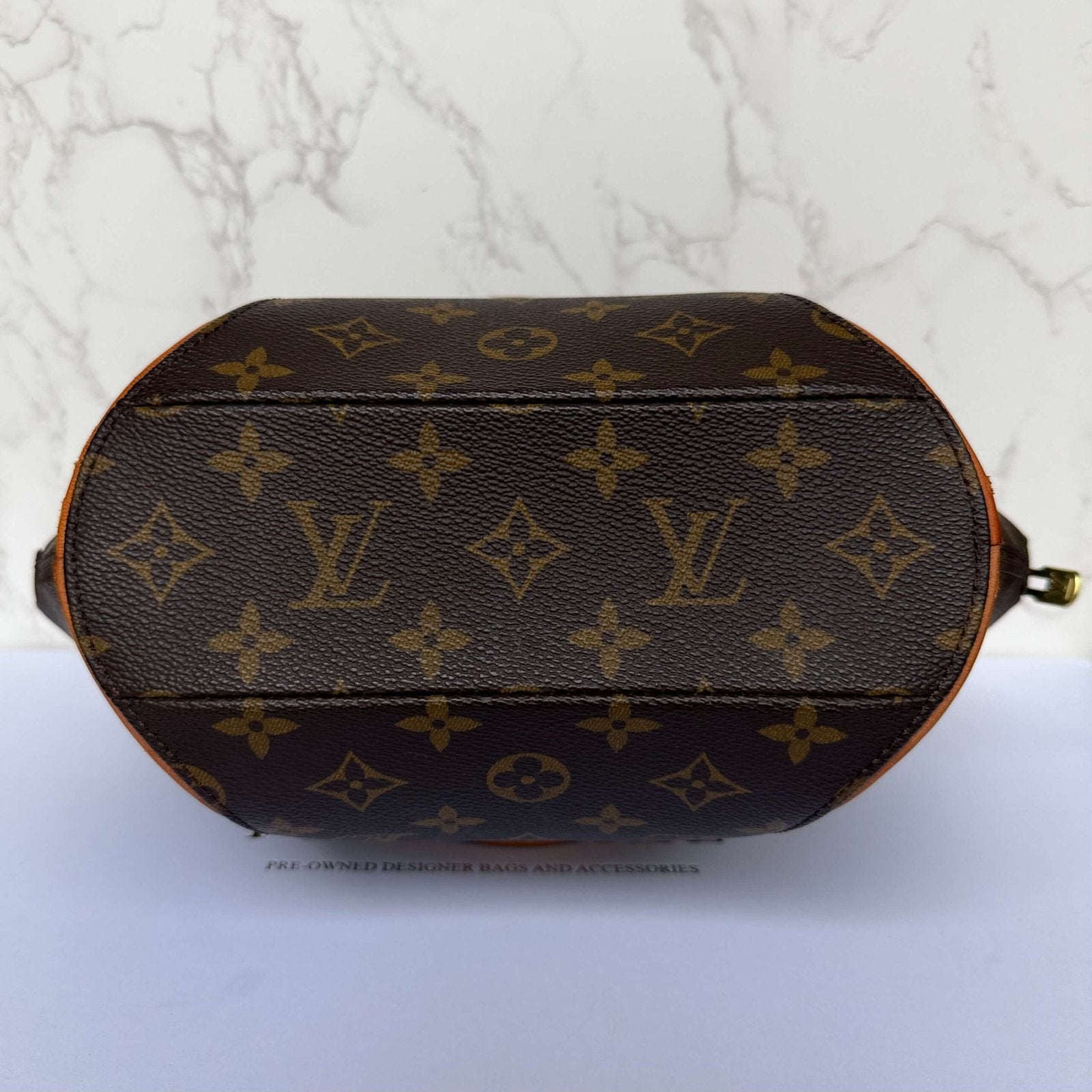Bottom of Louis Vuitton Ellipse PM monogram canvas