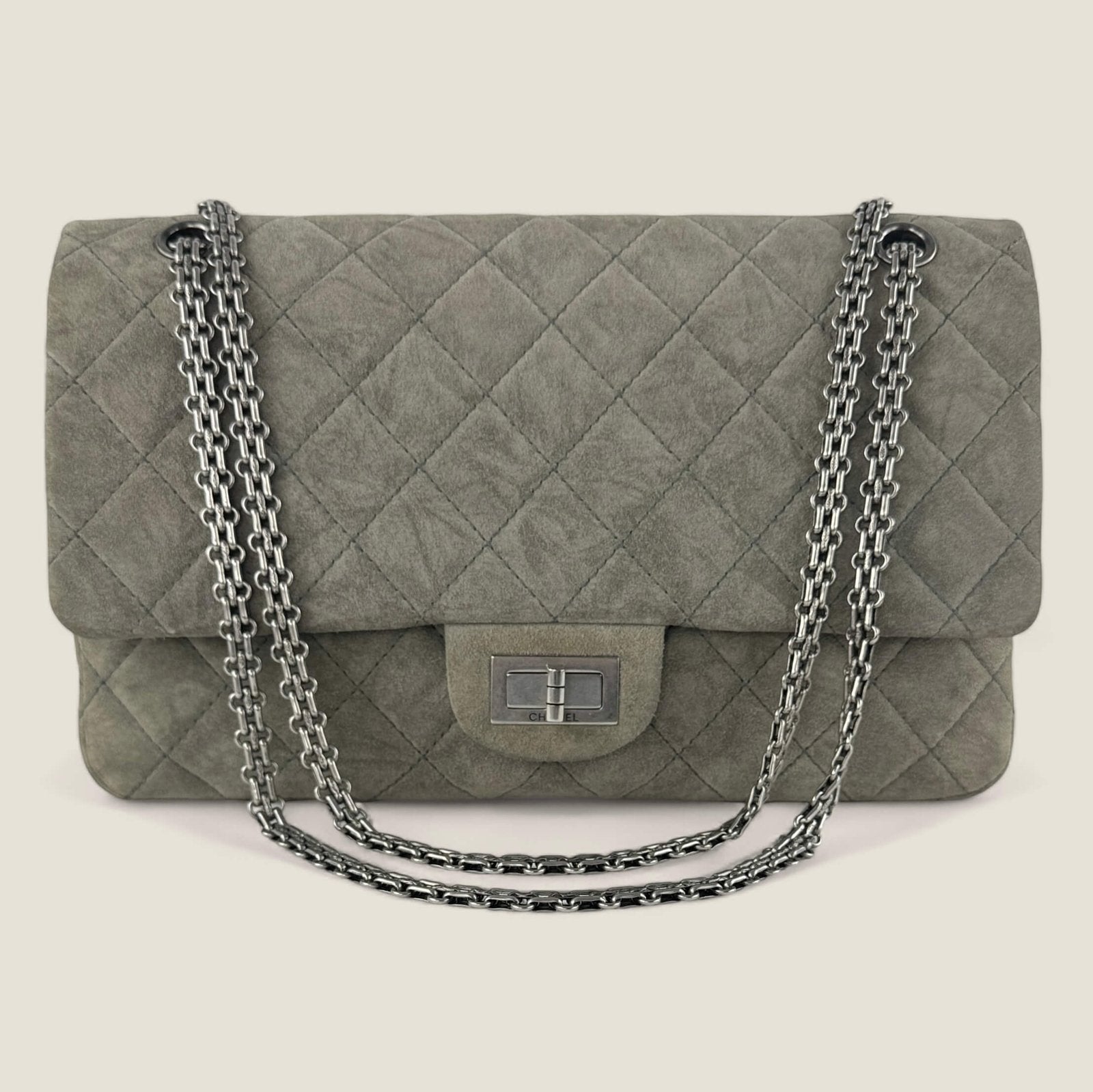 Pre-owned Chanel 2.55 Reissue 227 bag grey suede