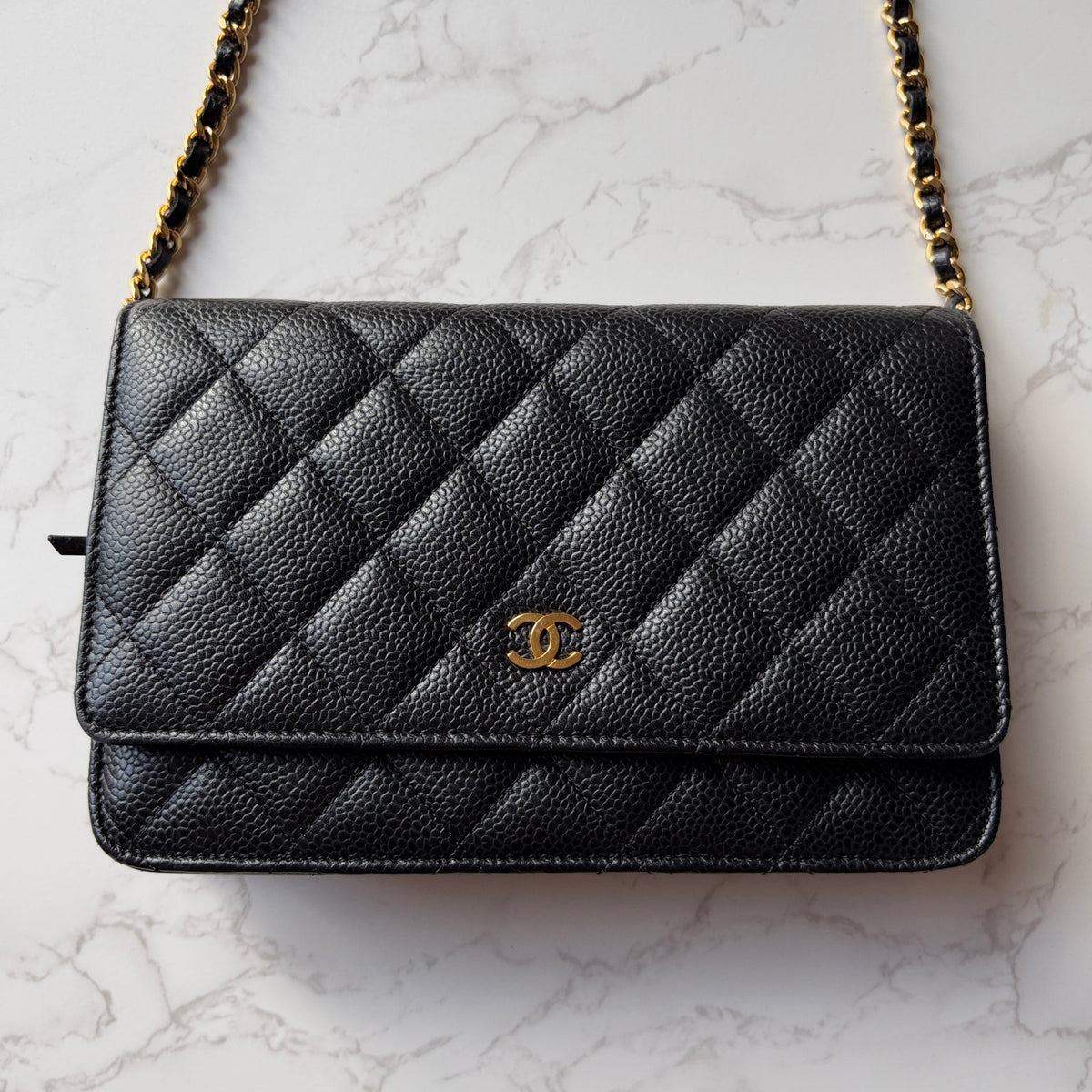 Pre-owned Chanel WOC black caviar