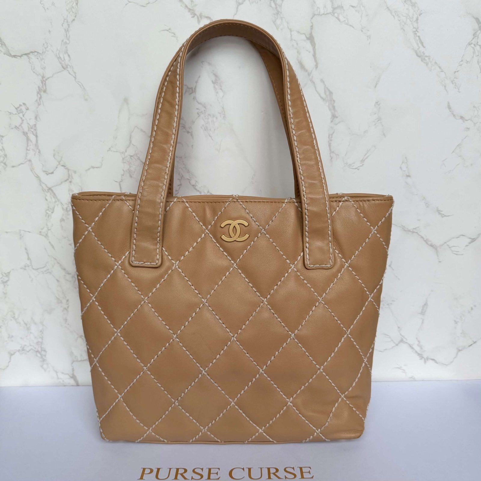 Tweedehands Chanel tas kopen wild stitch beige
