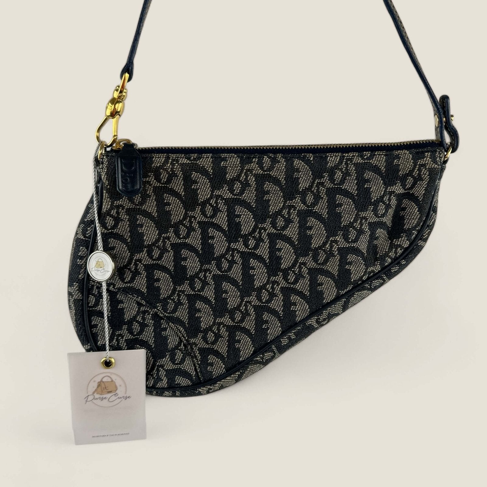 Pre-owned Christian Dior monogram canvas oblique mini saddle bag