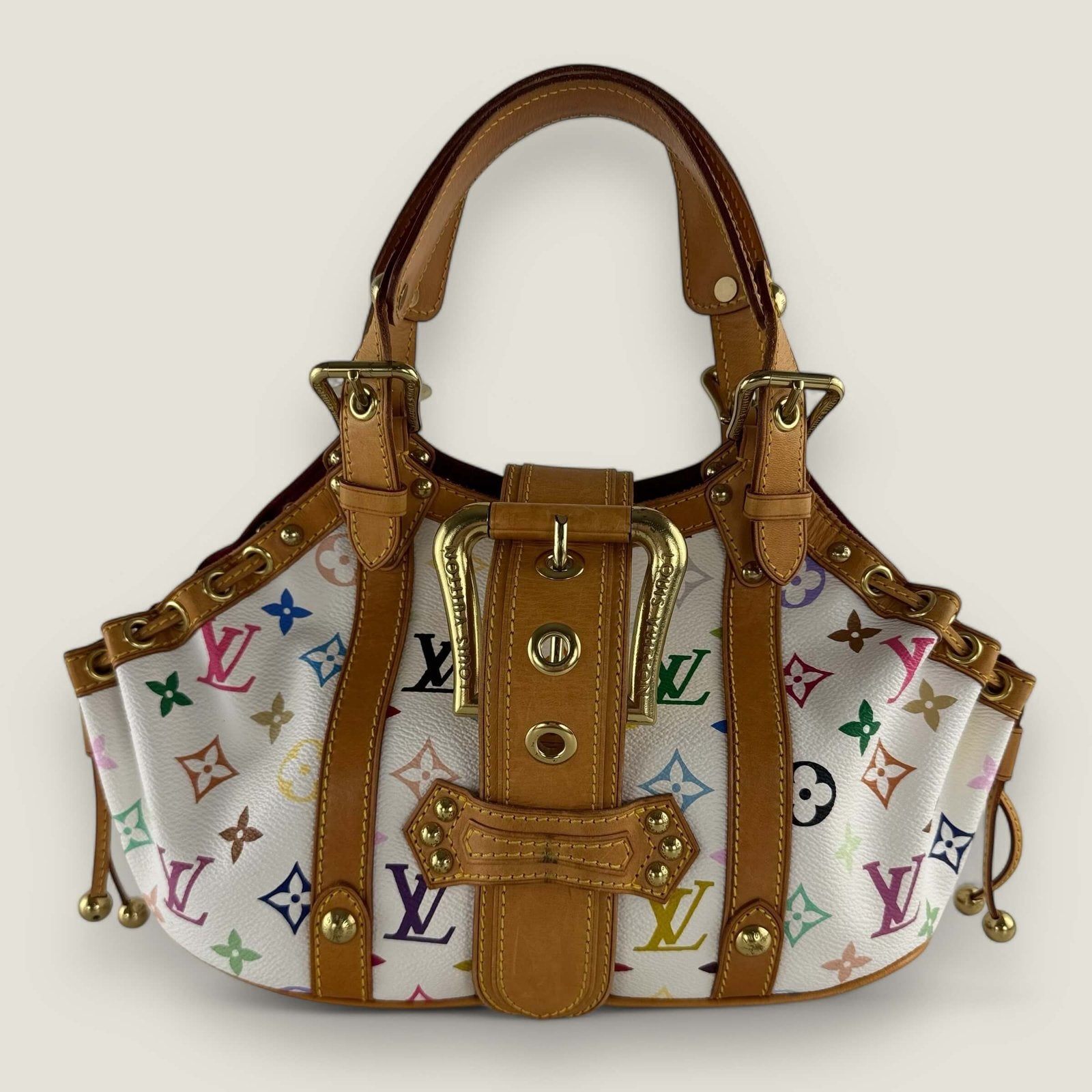 Unique Louis Vuitton Theda bag multicolor white canvas