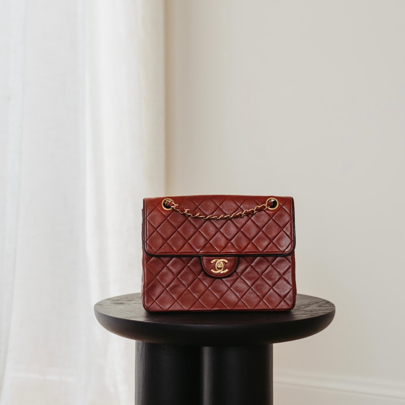 Vintage Chanel medium tall red lambskin