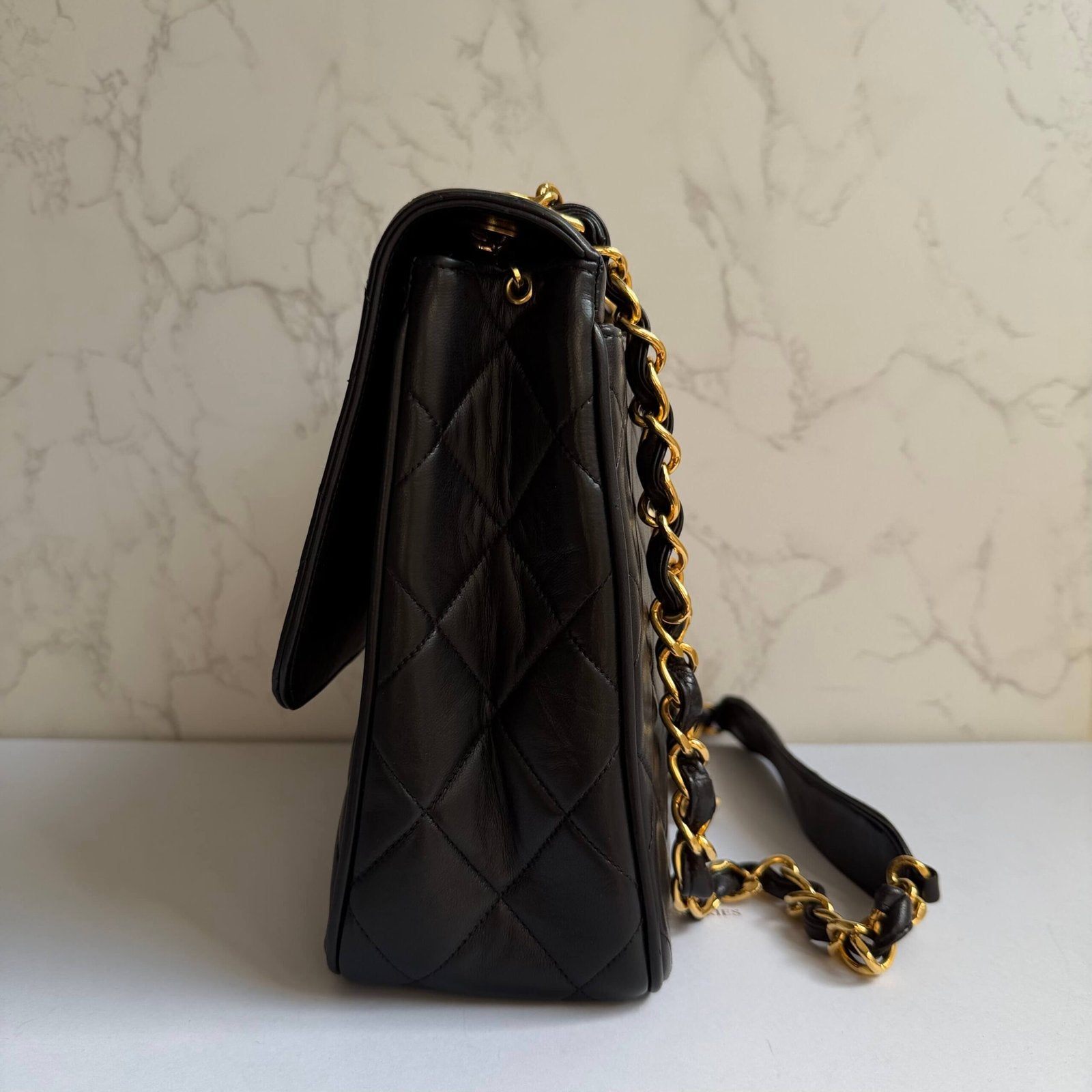 Chanel vintage flap bag large CC logo black