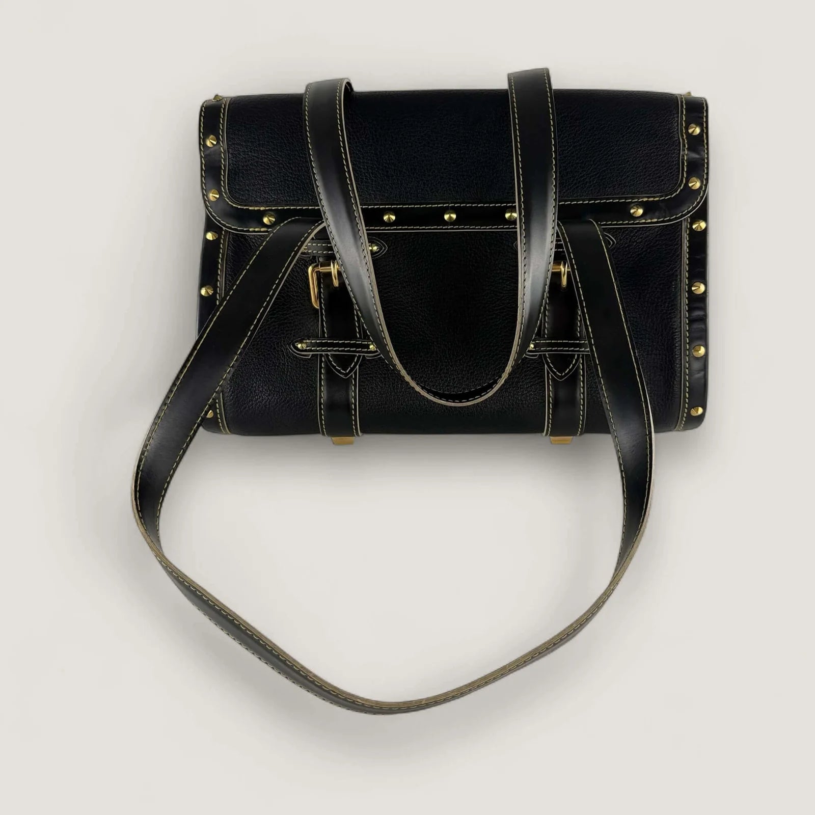 Achterkant Authentieke zwarte leren Louis Vuitton tas 2005