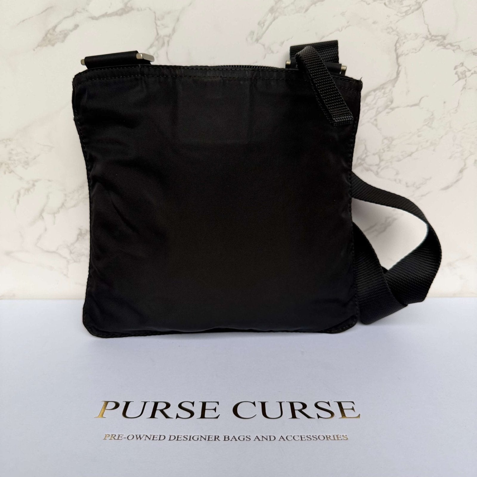 Back Prada shoulder bag black nylon unisex