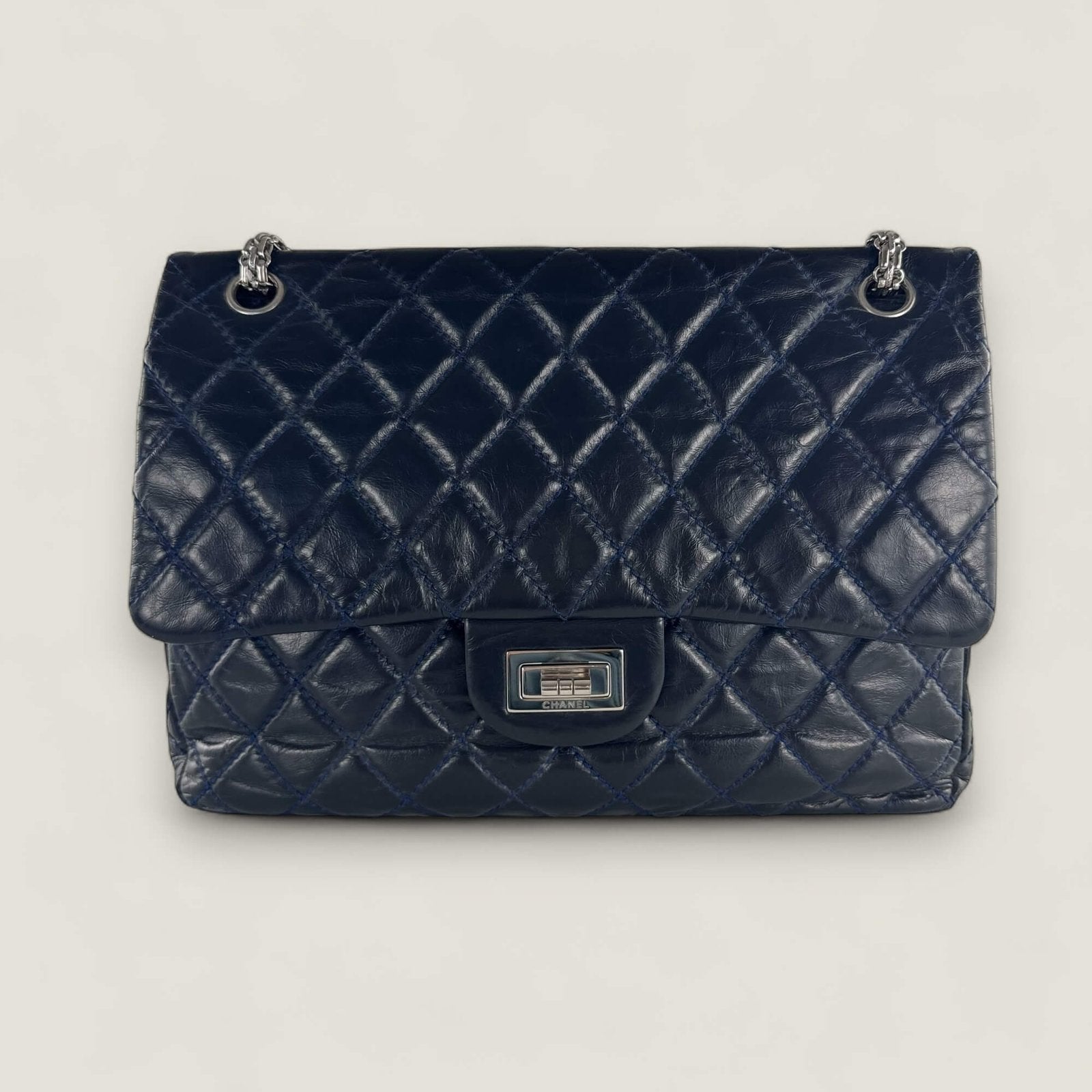 Authentieke 2.55 reissue 227 donkerblauw leer