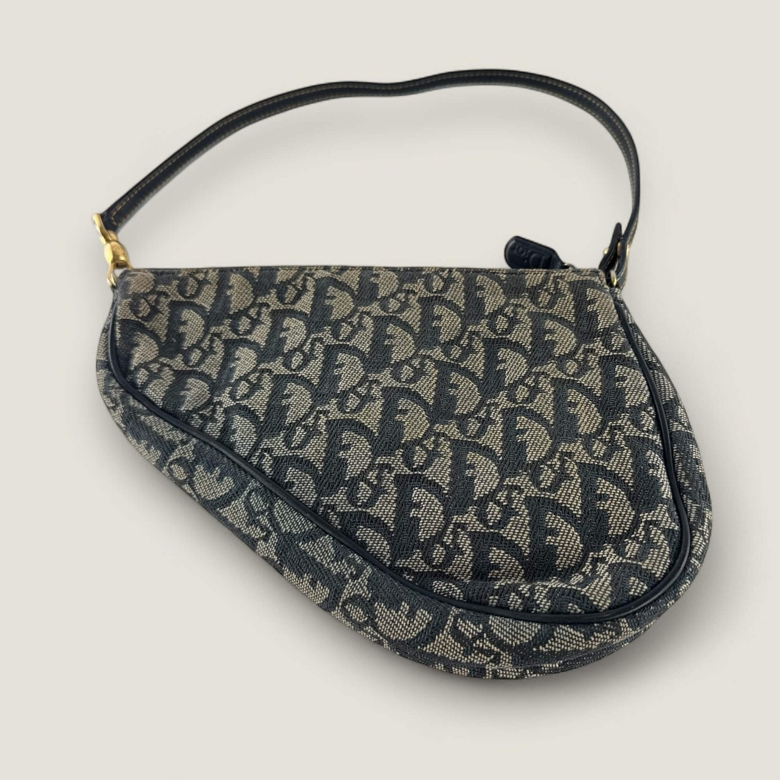 Authentieke Christian Dior navy saddle pouch