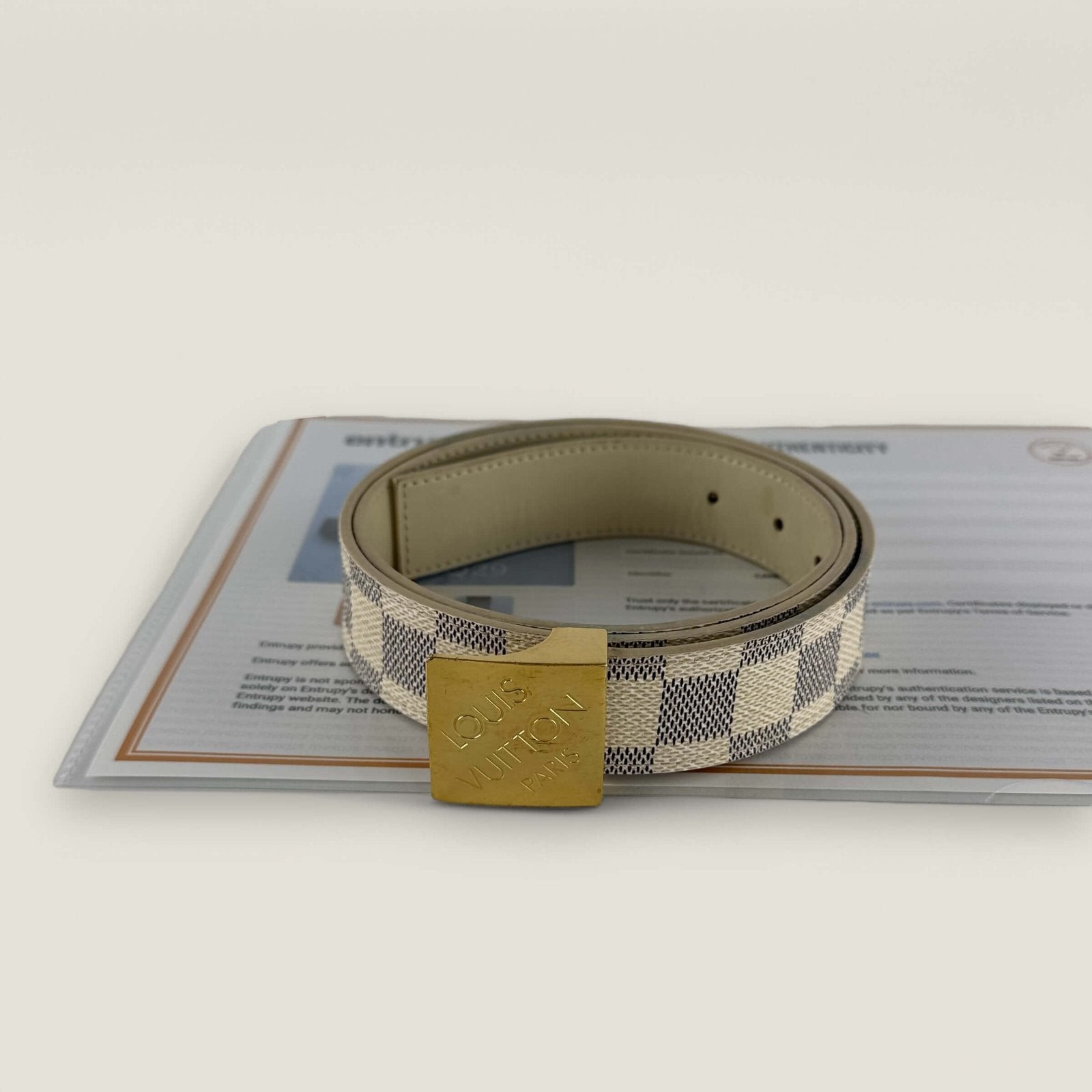 Authentic Louis Vuitton designer belt Entrupy certificate
