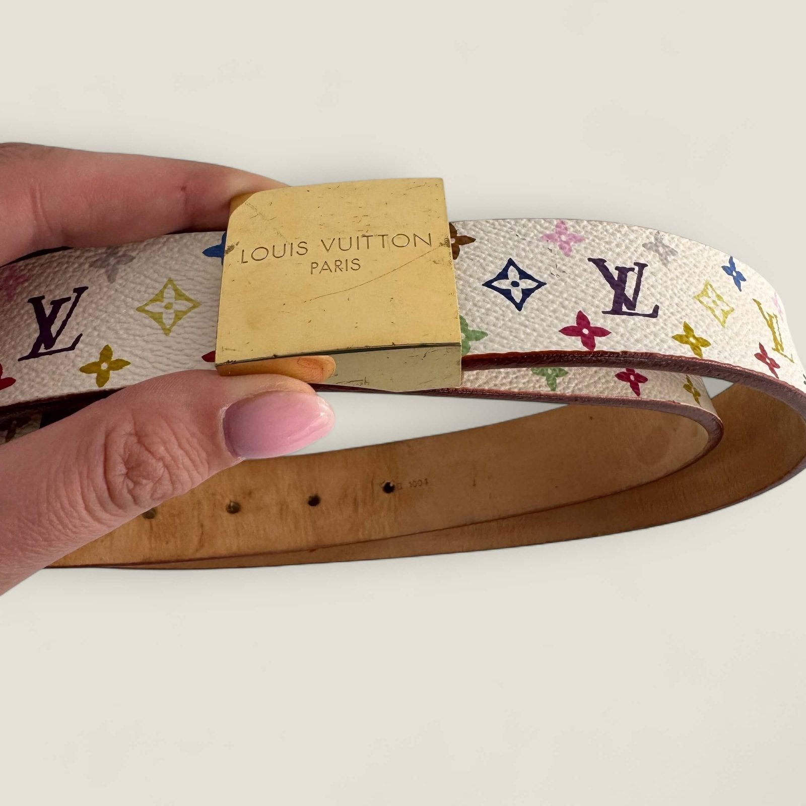 Authentieke Louis Vuitton riem wit multicolor