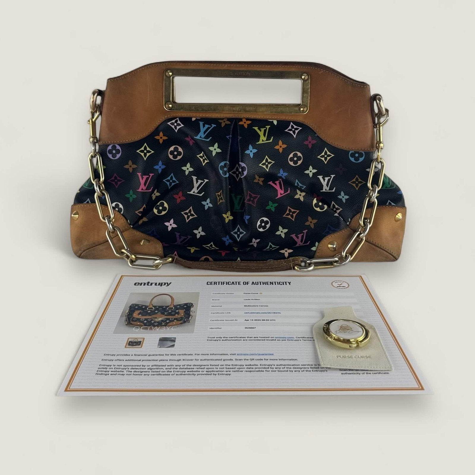 Authentieke Louis Vuitton x Murakami Judy GM tas met Entrupy authenticiteitscertificaat