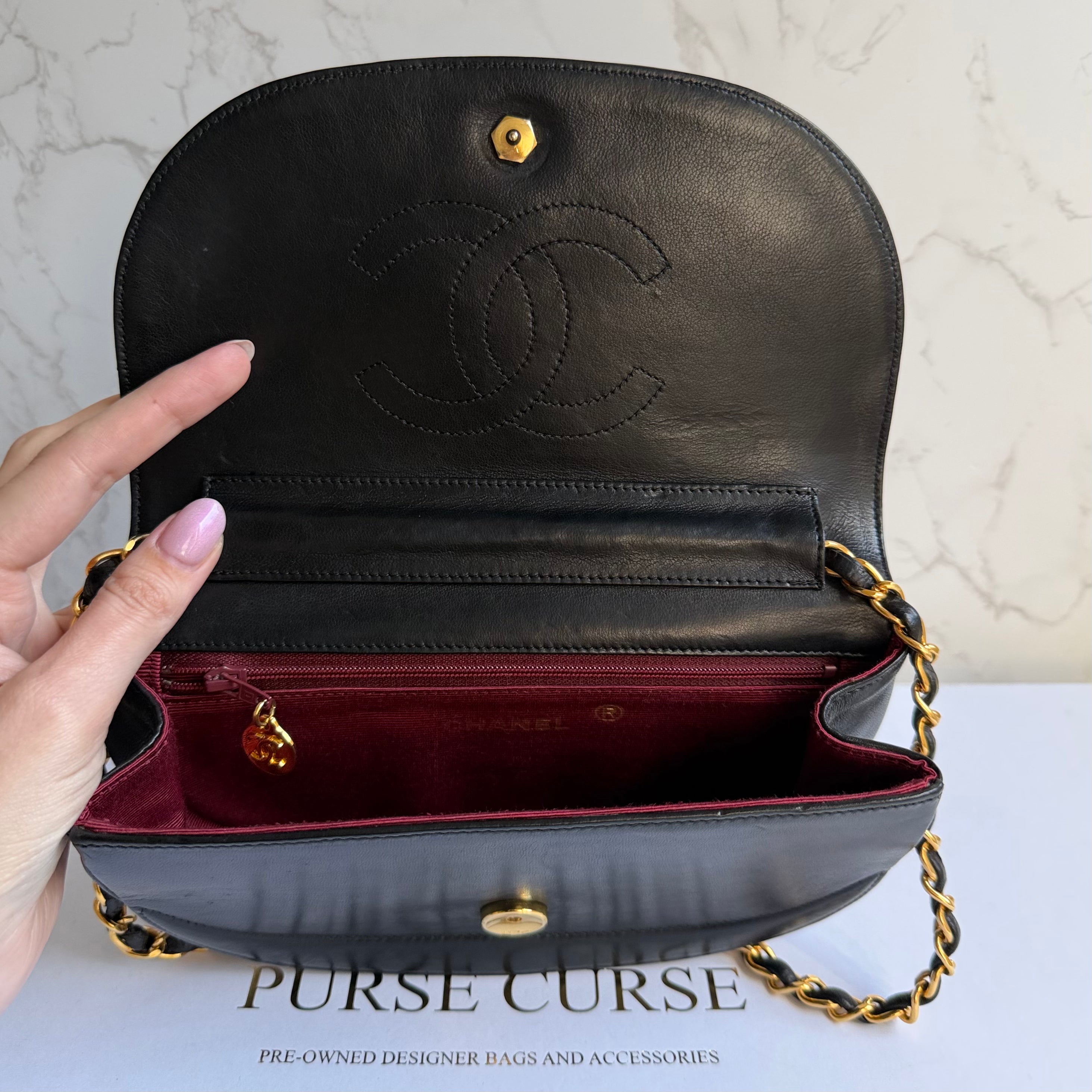 Chanel vintage half moon flap black