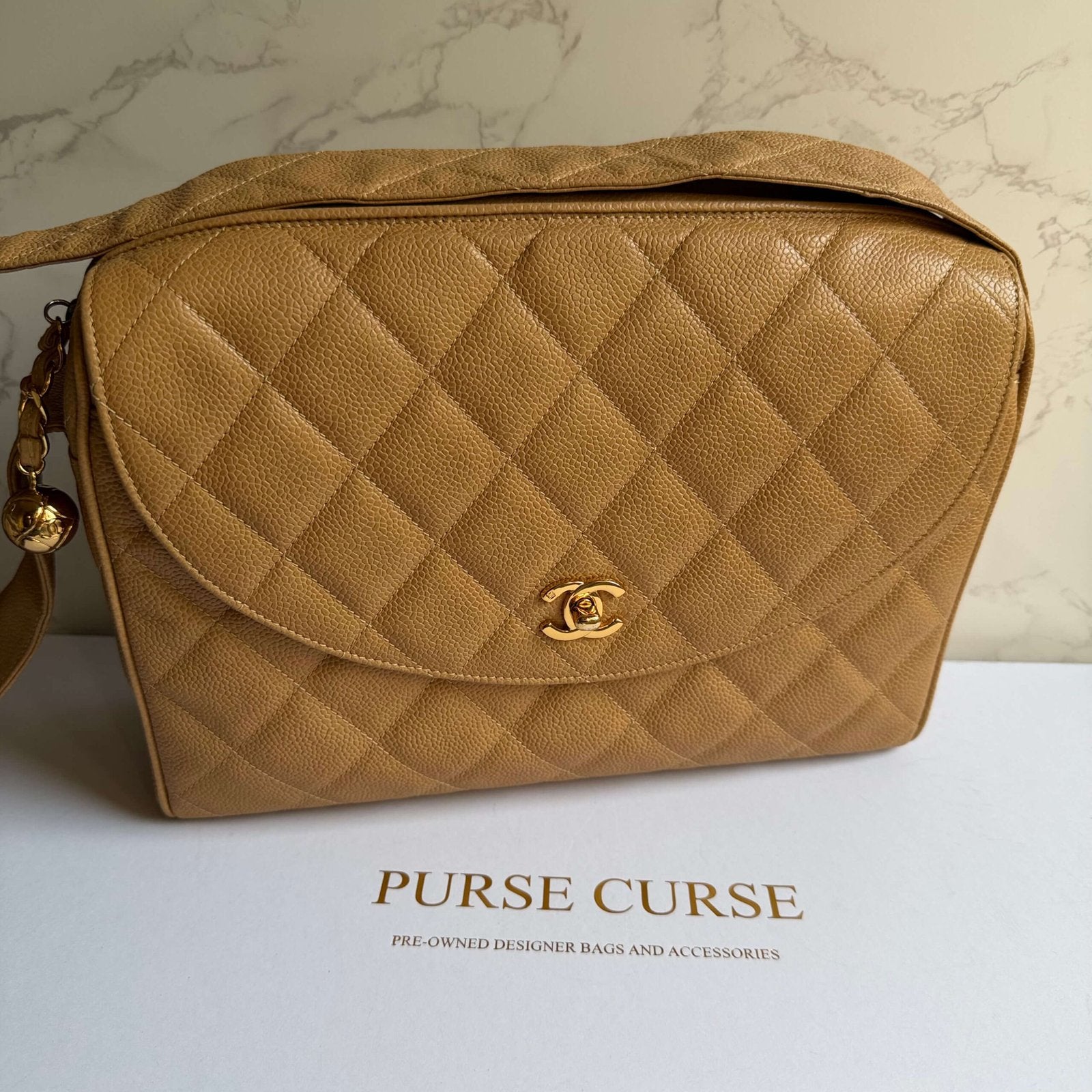 Chanel CC quilted camera bag caviar leer
