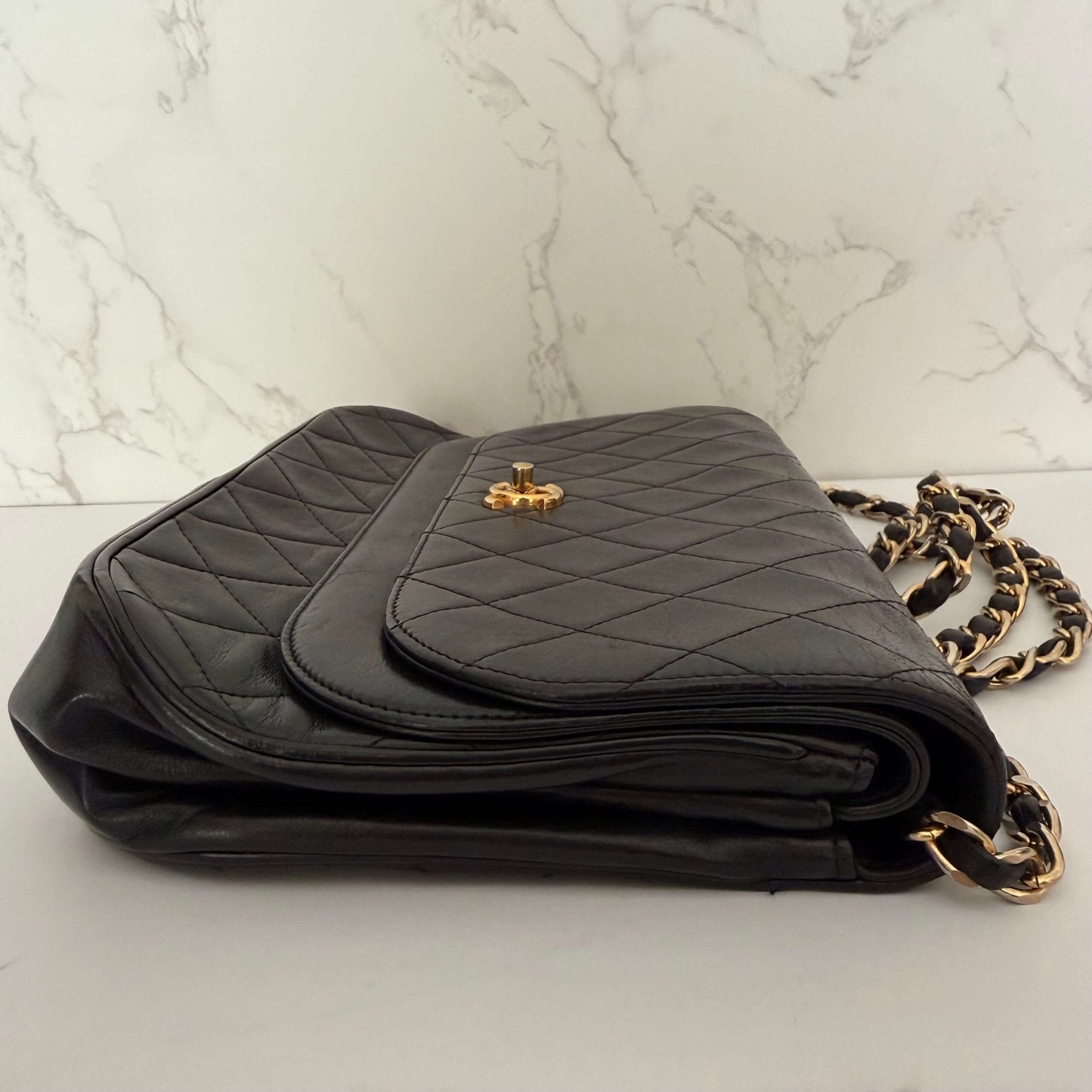 Chanel Double Flap Half Moon side view