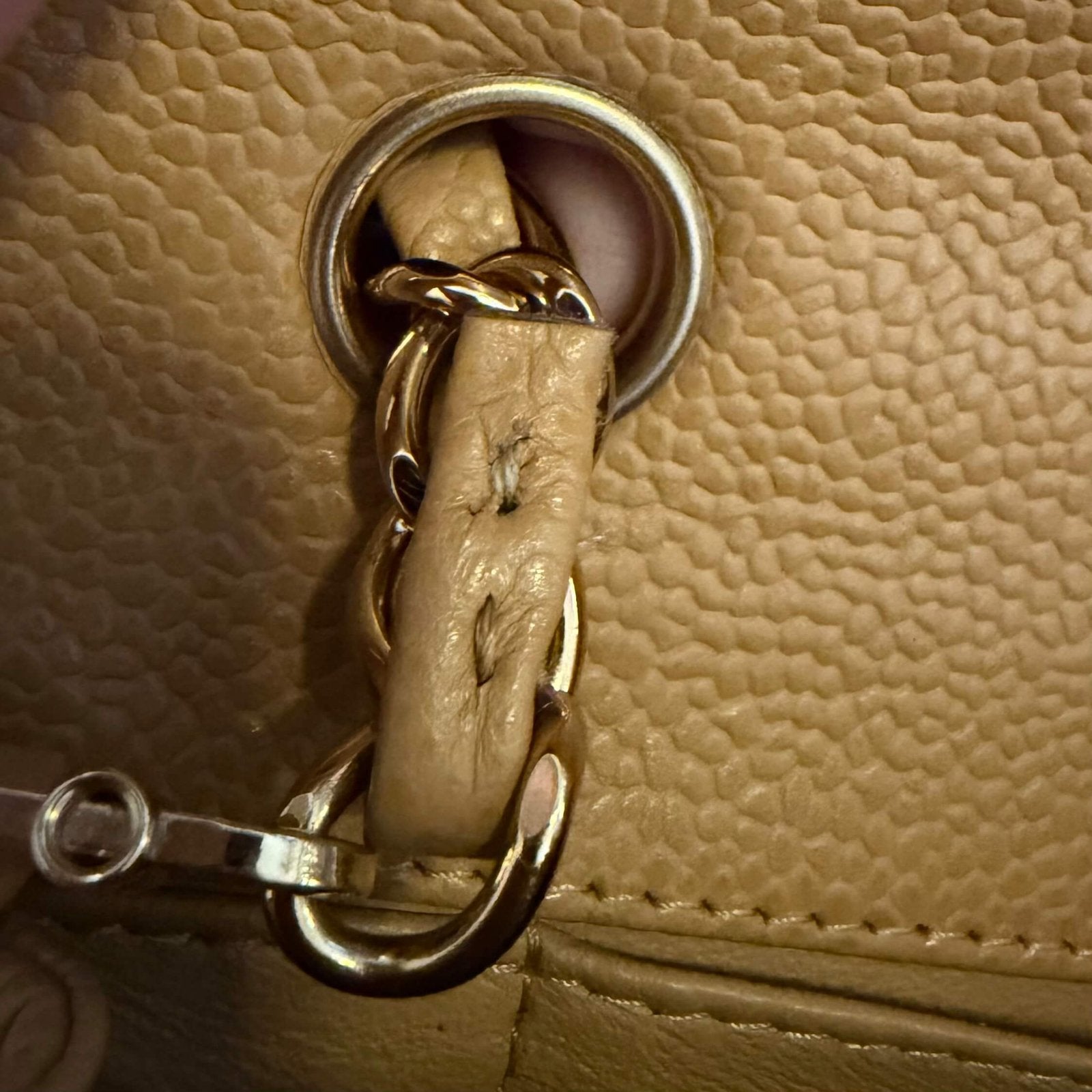 Chanel East West flap beige caviar inside