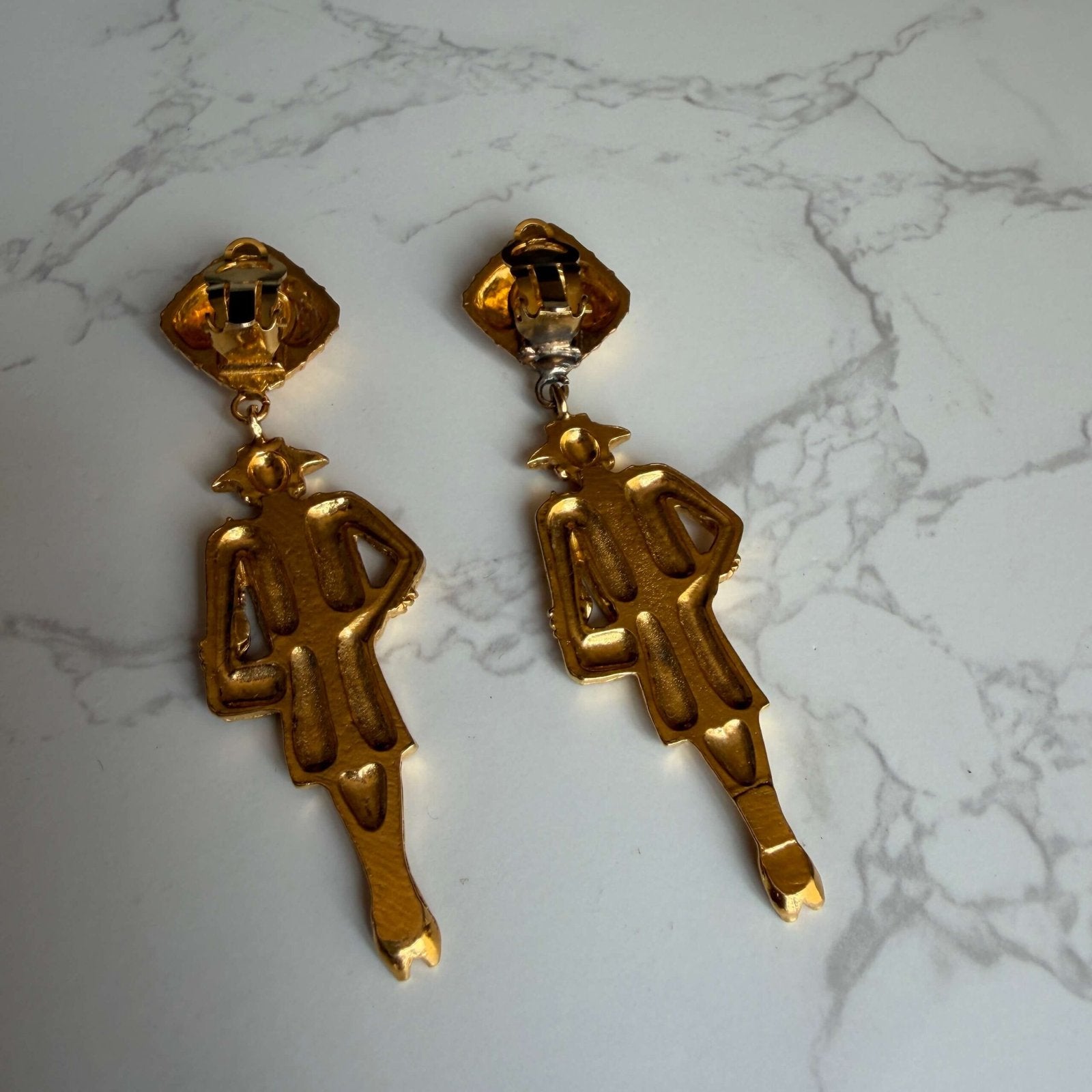 Chanel Mademoiselle Gold Clip Earrings Golden
