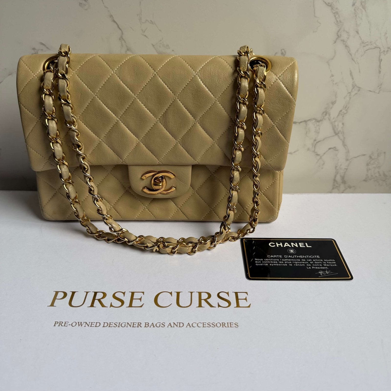 Chanel classic flap bag shoulder bag gold chain