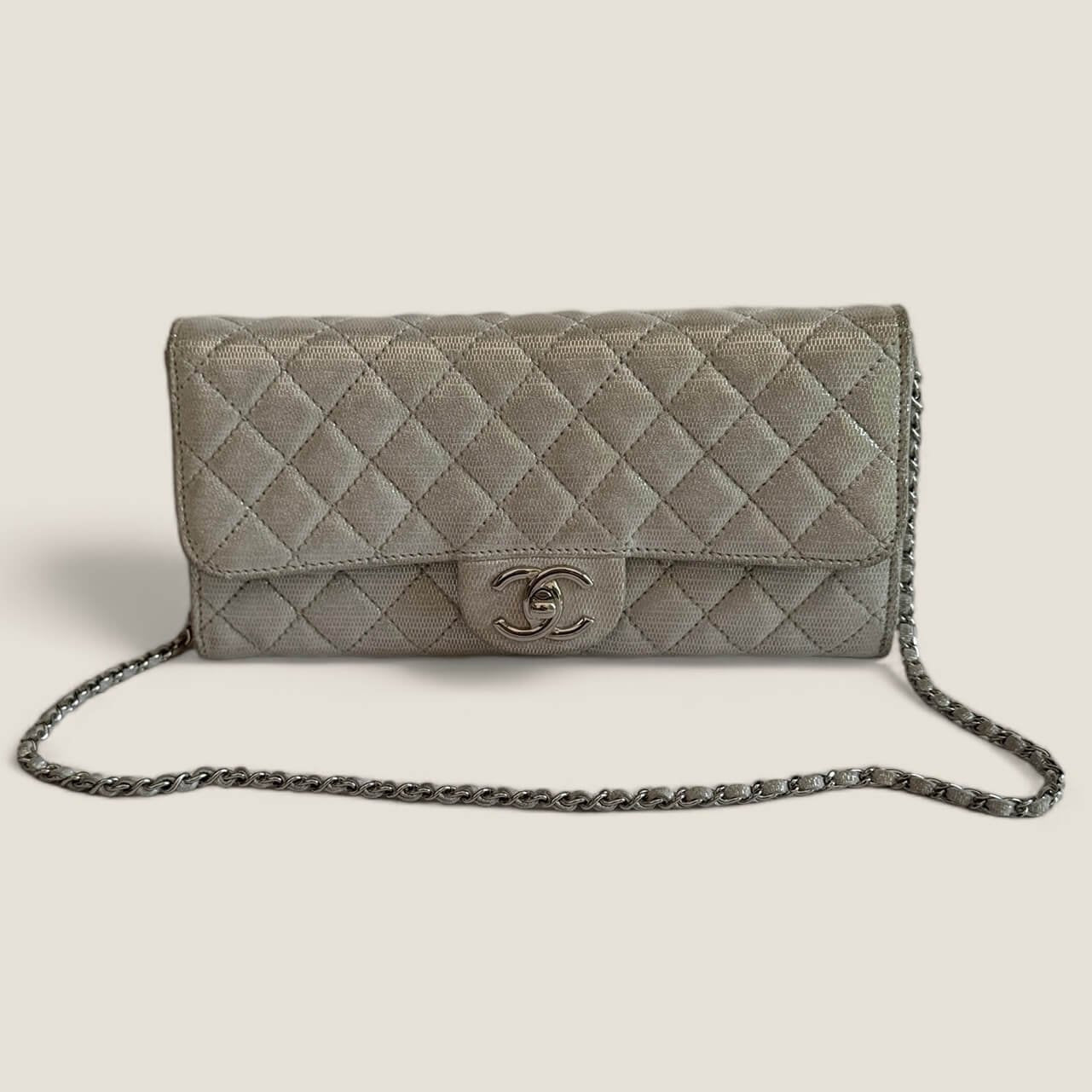 Chanel clutch with necklace pre-owned East West model
